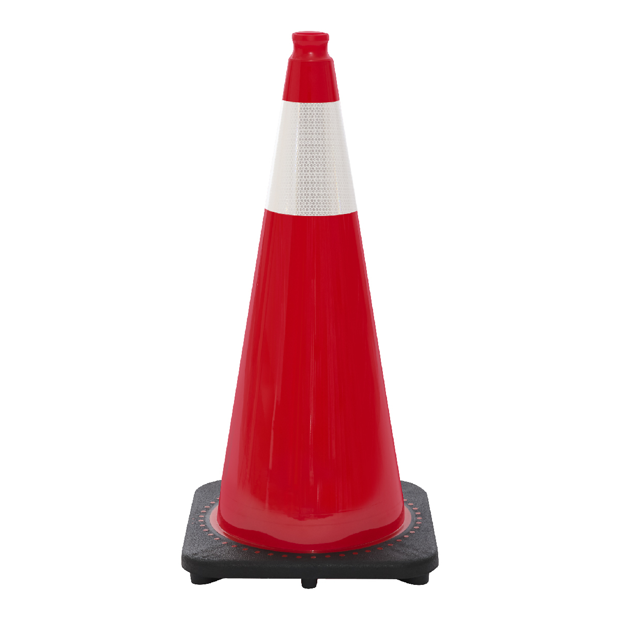 JBC REVOLUTION SERIES 28" Wide Body 7 Lb. Red Traffic Cone With Black Base, Includes 6" Upper Reflective Collar, Model # RS70032C-RED+6