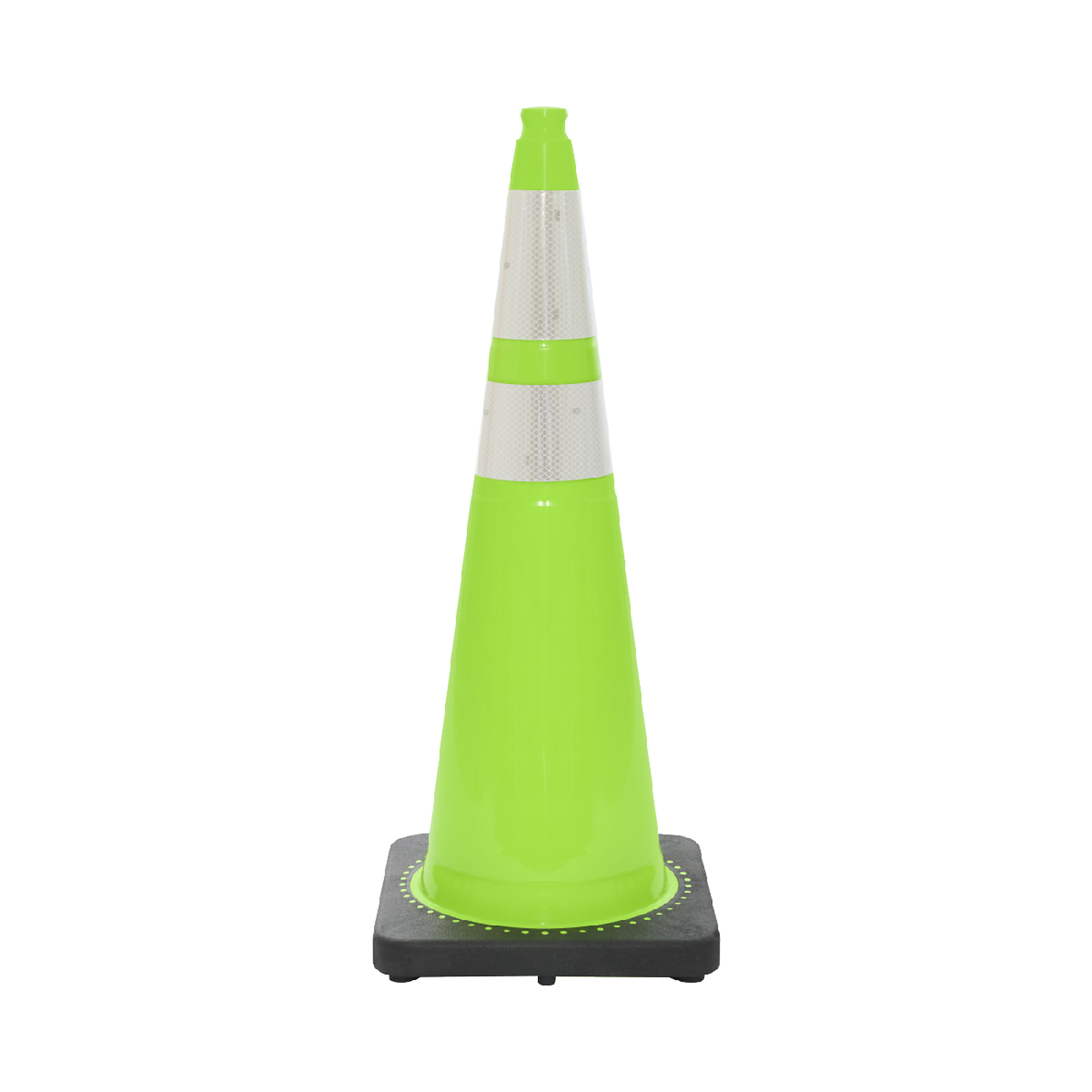 JBC REVOLUTION SERIES 36" Wide Body 12 Lb. Lime Traffic Cone With Black Base, Includes 6" upper and 4" Lower Reflective Collar- Model # RS90055CT-LIME+64
