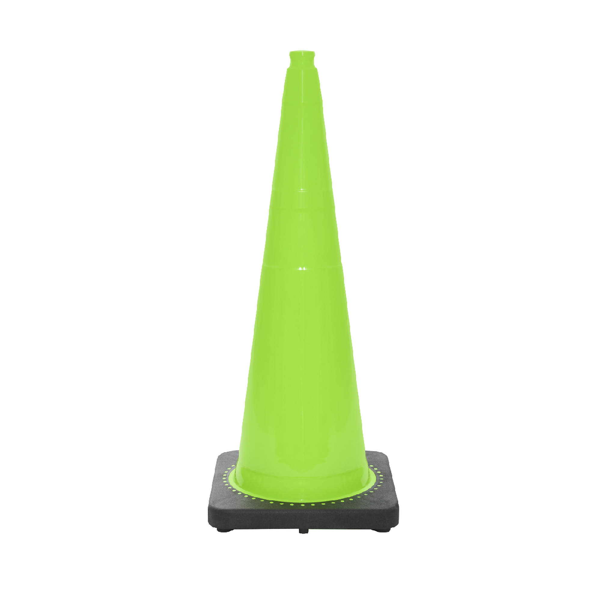 JBC REVOLUTION SERIES 36" Wide Body 12 lb.  Lime Traffic Cone With Black Base, Plain No Reflective, Model # RS90055CT-LIME