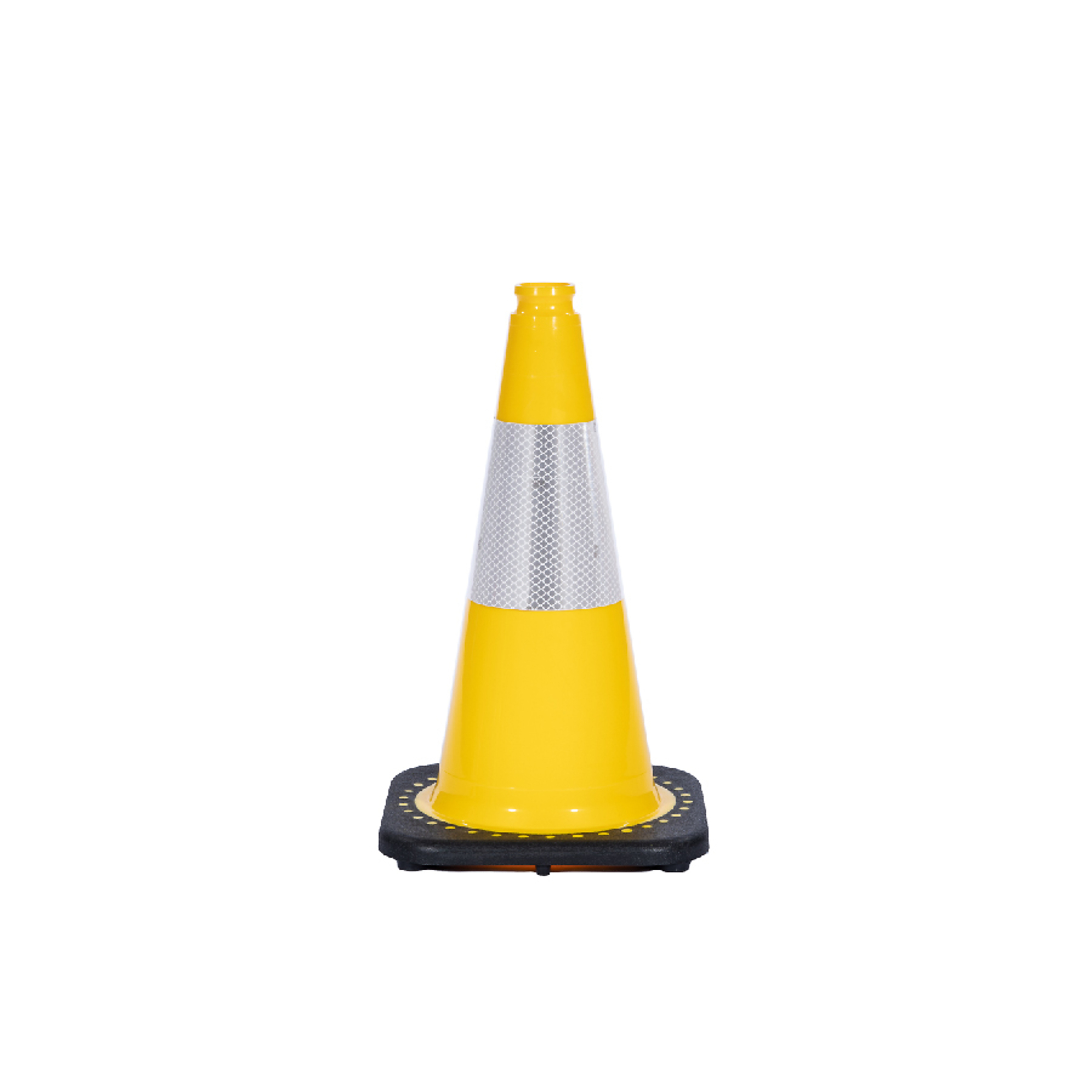 JBC REVOLUTION SERIES 18" Yellow Traffic Cone With Black Base includes, 6" Upper Reflective Collar, Model # RS45015C-YELLOW+6