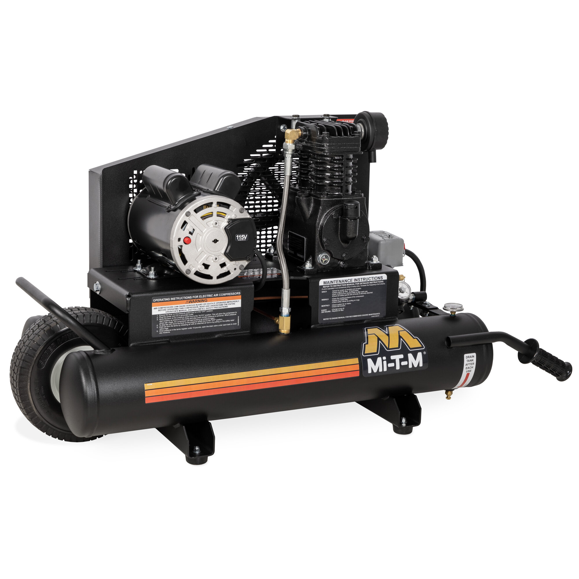 Mi-T-M Portable Industrial Single Stage Electric Belt Drive Air Compressor — 8 Gallon, Model# AM1-PE15-08M