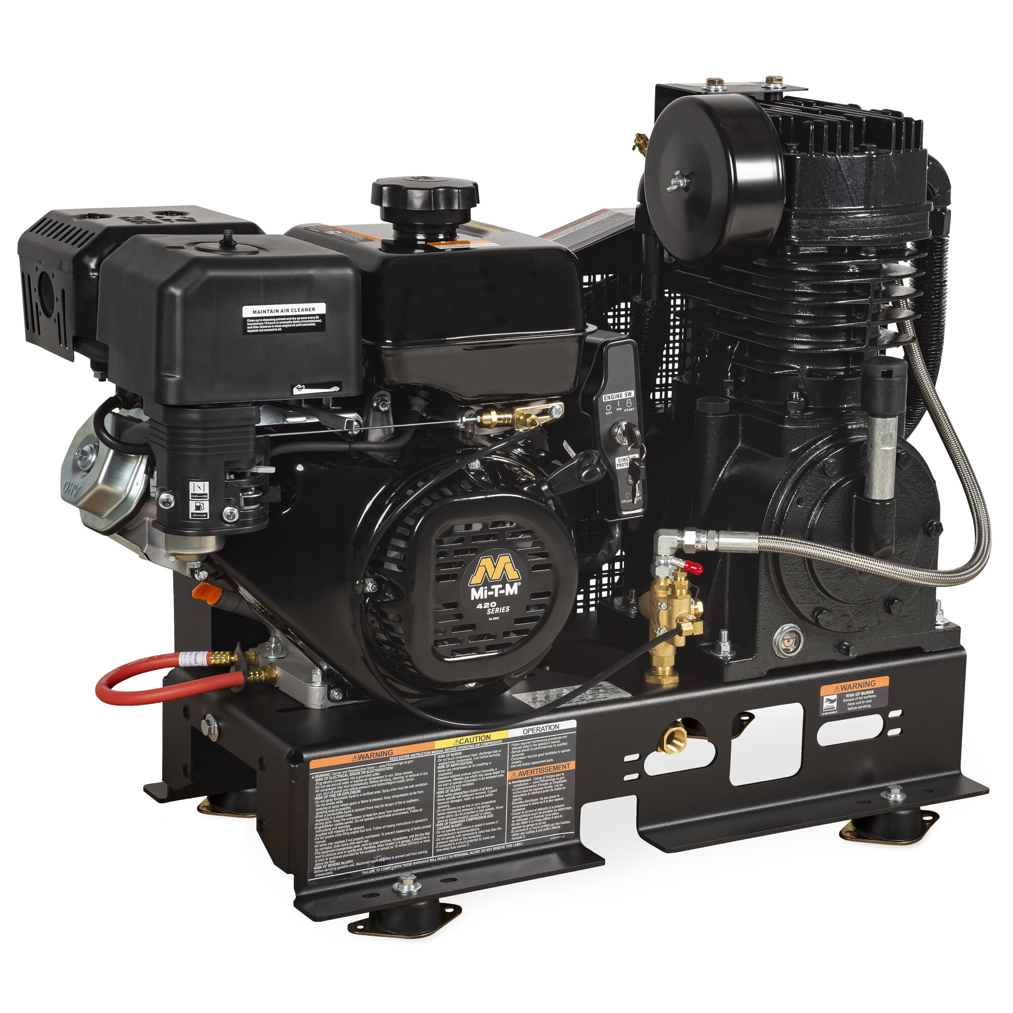 Mi-T-M Base Mount Industrial Two-Stage Gasoline Belt Drive Air Compressor — Model# ABS-14M-B