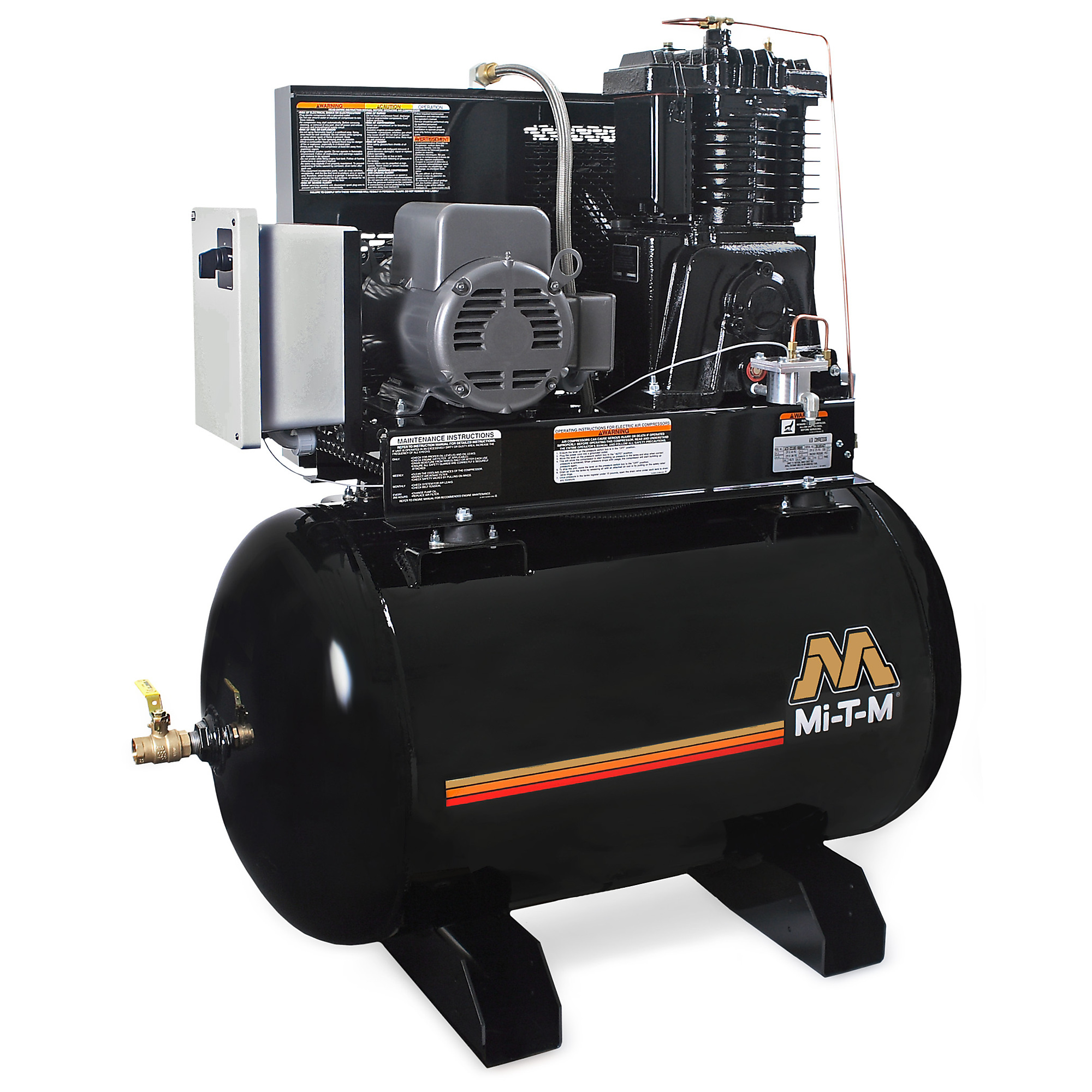 Mi-T-M M Series Horizontal Industrial Two-Stage Electric Simplex Air Compressor — 80 Gallon, Model# ACS-23105-80HM