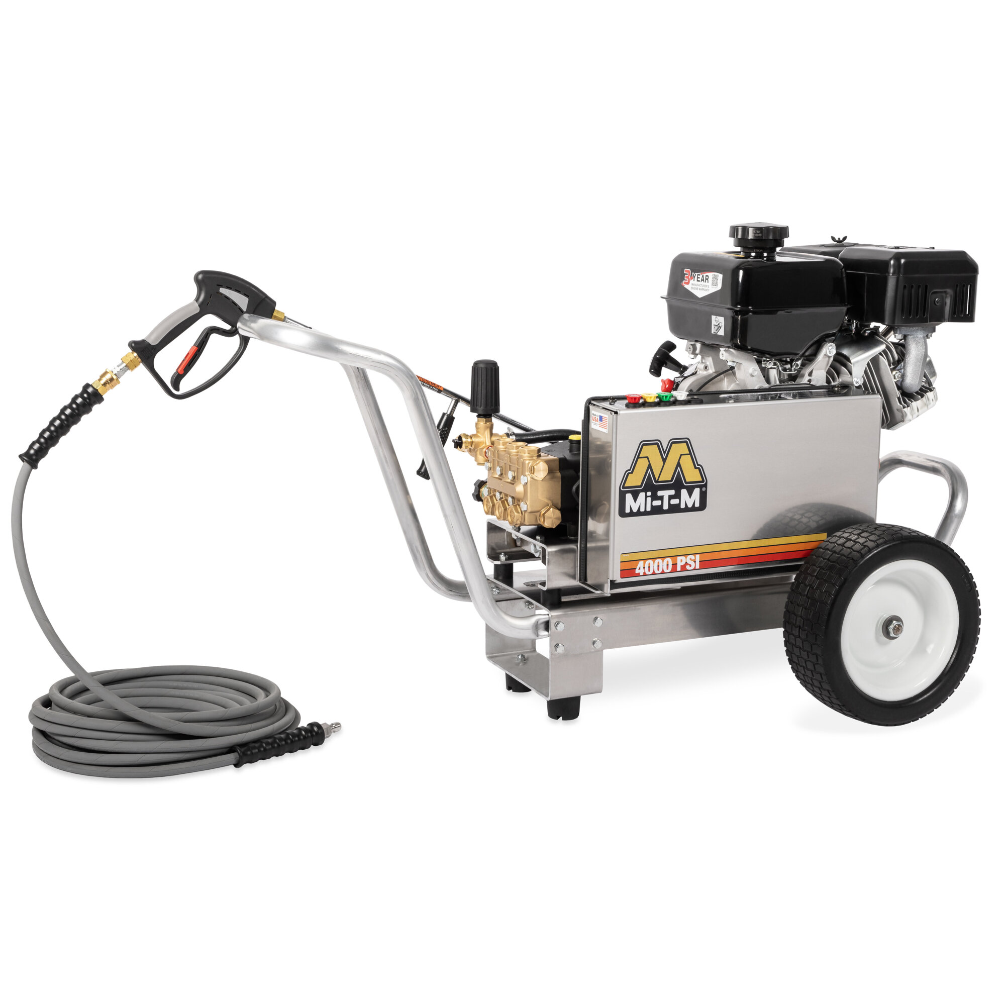 Mi-T-M CBA Aluminum Series Gasoline Belt Drive Cold Water Industrial Pressure Washer — 4 GPM, 4,000 PSI, Model# CBA-4004-1MGM
