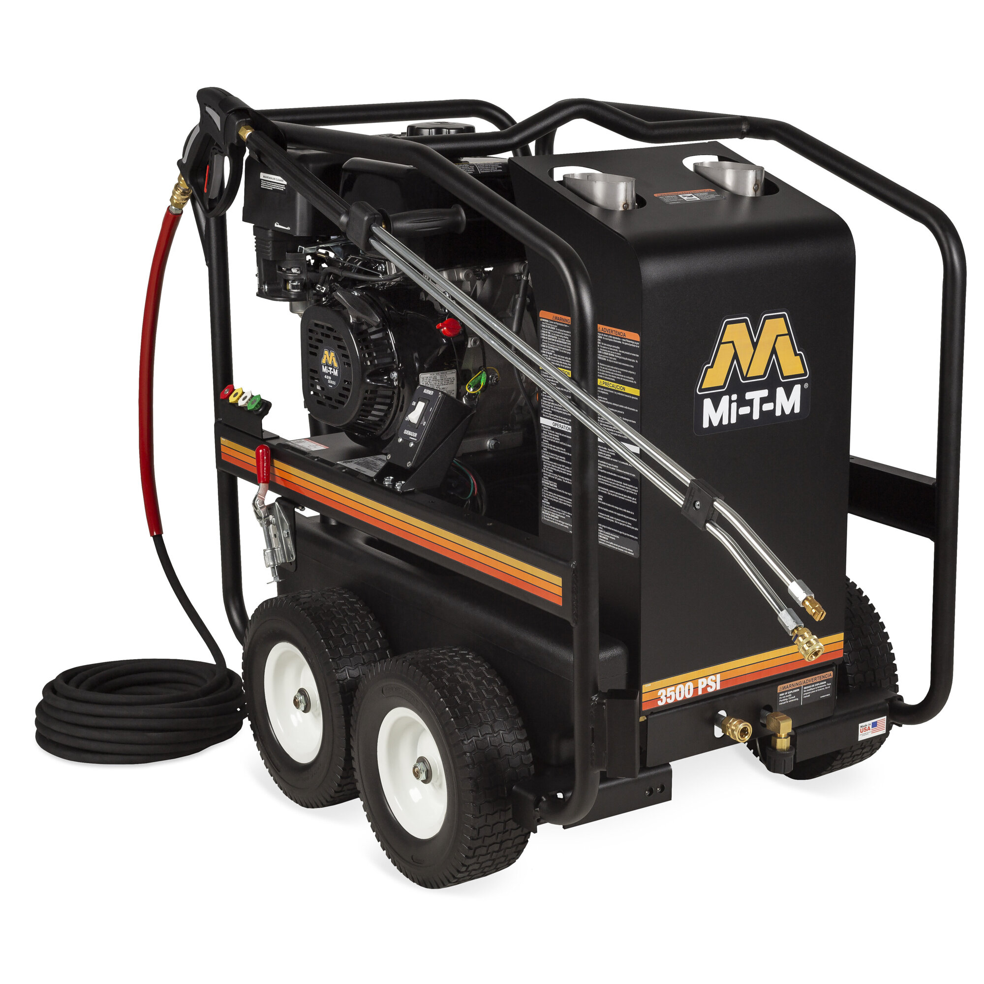Mi-T-M HSP Series Portable Gasoline Direct Drive Hot Water Pressure Washer — 3500 PSI, 4 GPM, Electro Magnetic Firing System, Model# HSP-3504-3MGM