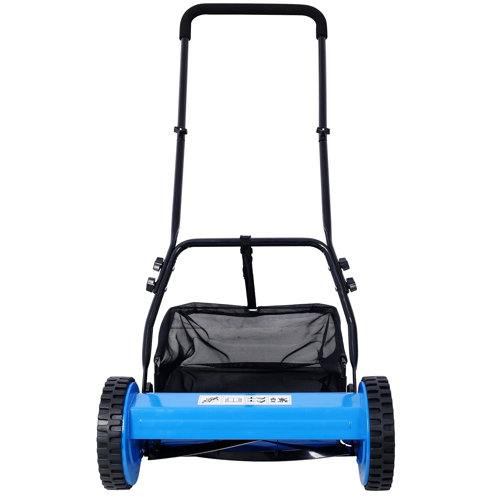 BlackTeck Manual Reel Lawn Mower — 14in. Cutting Width, 5-Blade, 8in. Polymer Wheels, Grass Catcher, Blue, Model# N2-142928