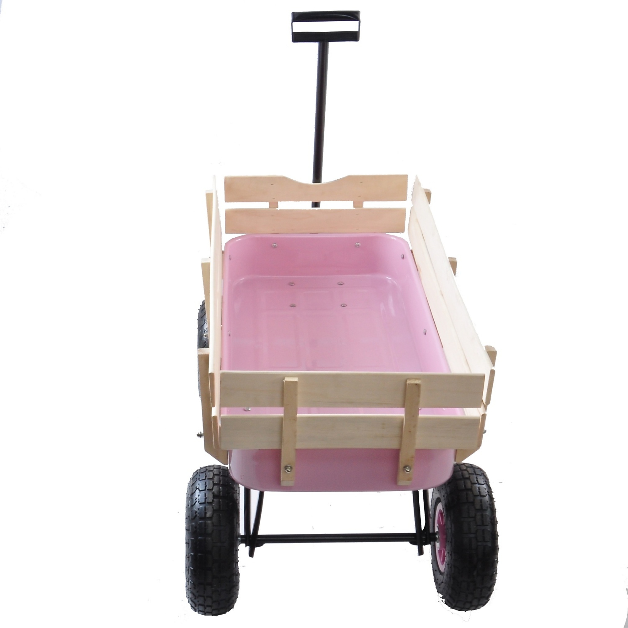 BlackTeck Outdoor Wagon — All-Terrain, Pink, Wood Railing, Air Tires, Model# N2-40234