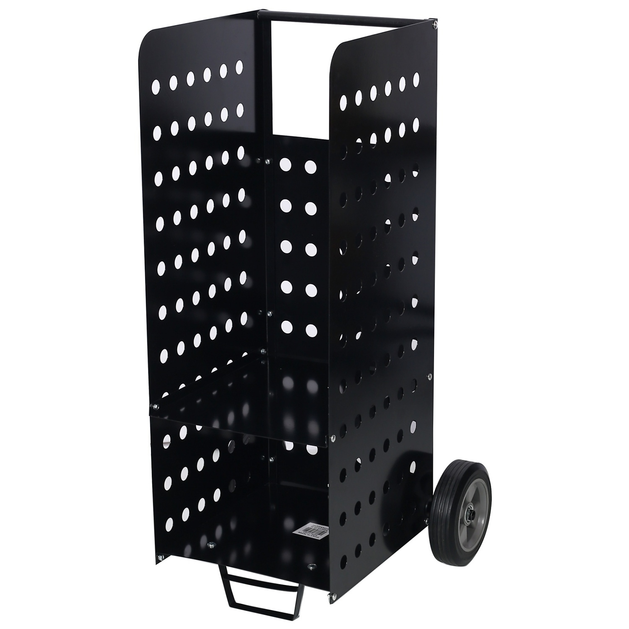 BlackTeck Heavy-Duty Firewood Cart — 200lb Capacity, 16.3in. x 14.2in. x 41in., Perforated Metal, 8in. Rubber Wheels, Model# N2-43806