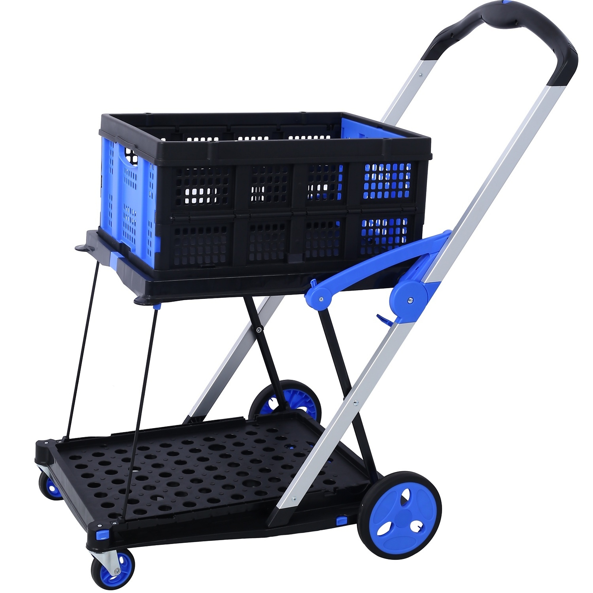 BlackTeck Utility Cart — 198-Lb. Load Capacity, 2-Tier, Folding Handle, Model# N2-145345