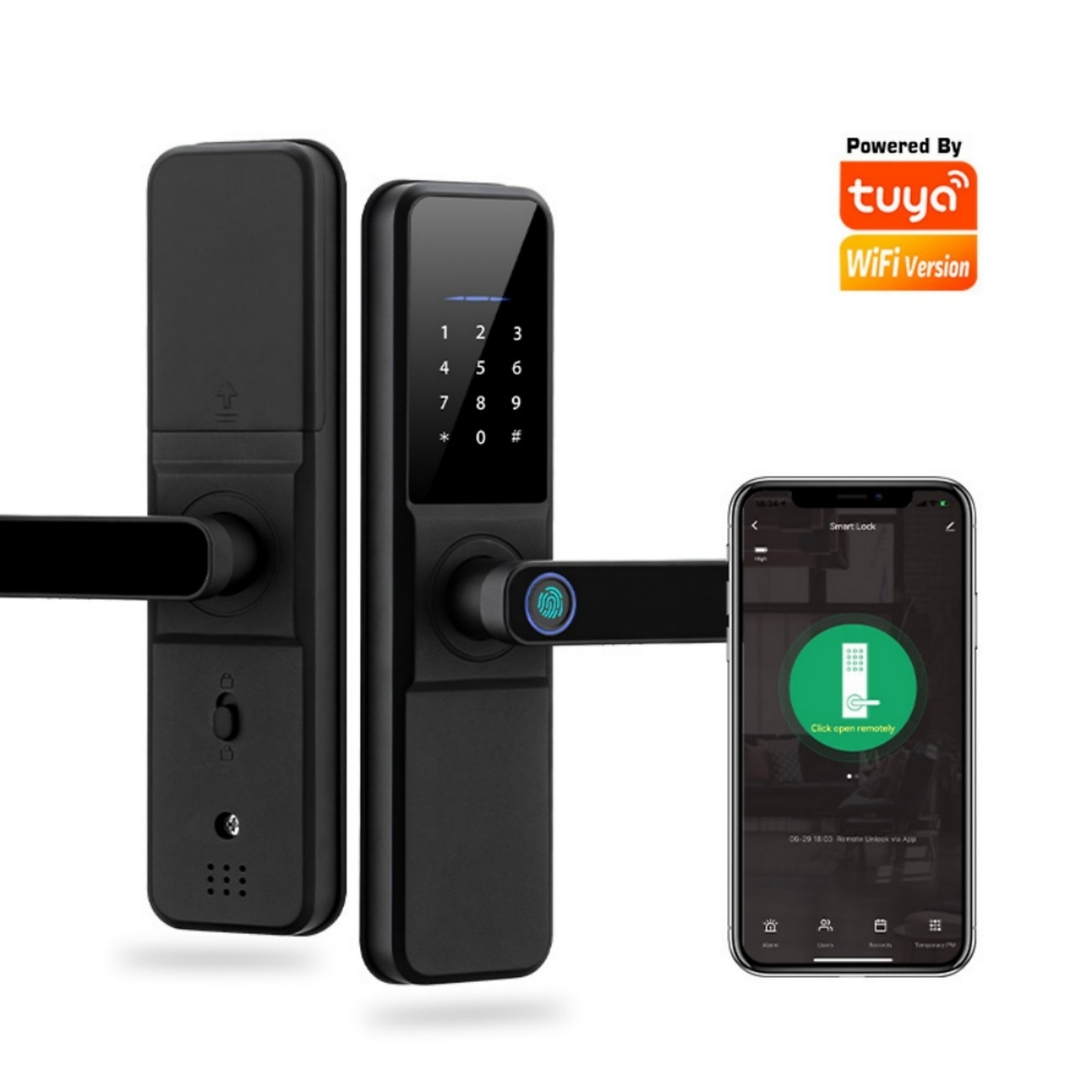 BlackTeck Smart Door Lock — Black, APP Remote Control, Fingerprint Unlock, Model# N2-TY180