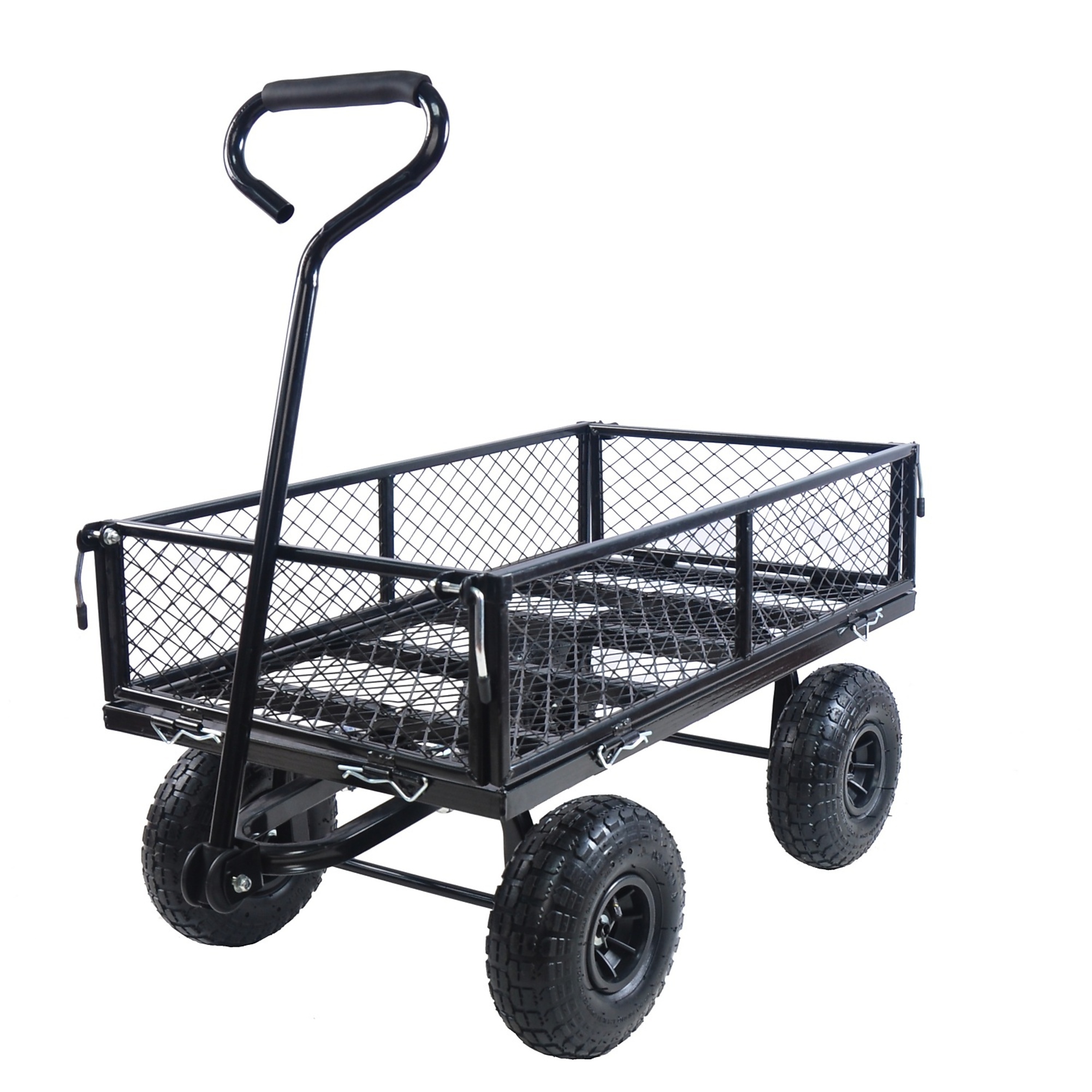 BlackTeck Foldable Multi-Functional Tool Cart — Reinforced Steel Frame, Rubber Tires, Removable Side Panels, Model# N2-55691
