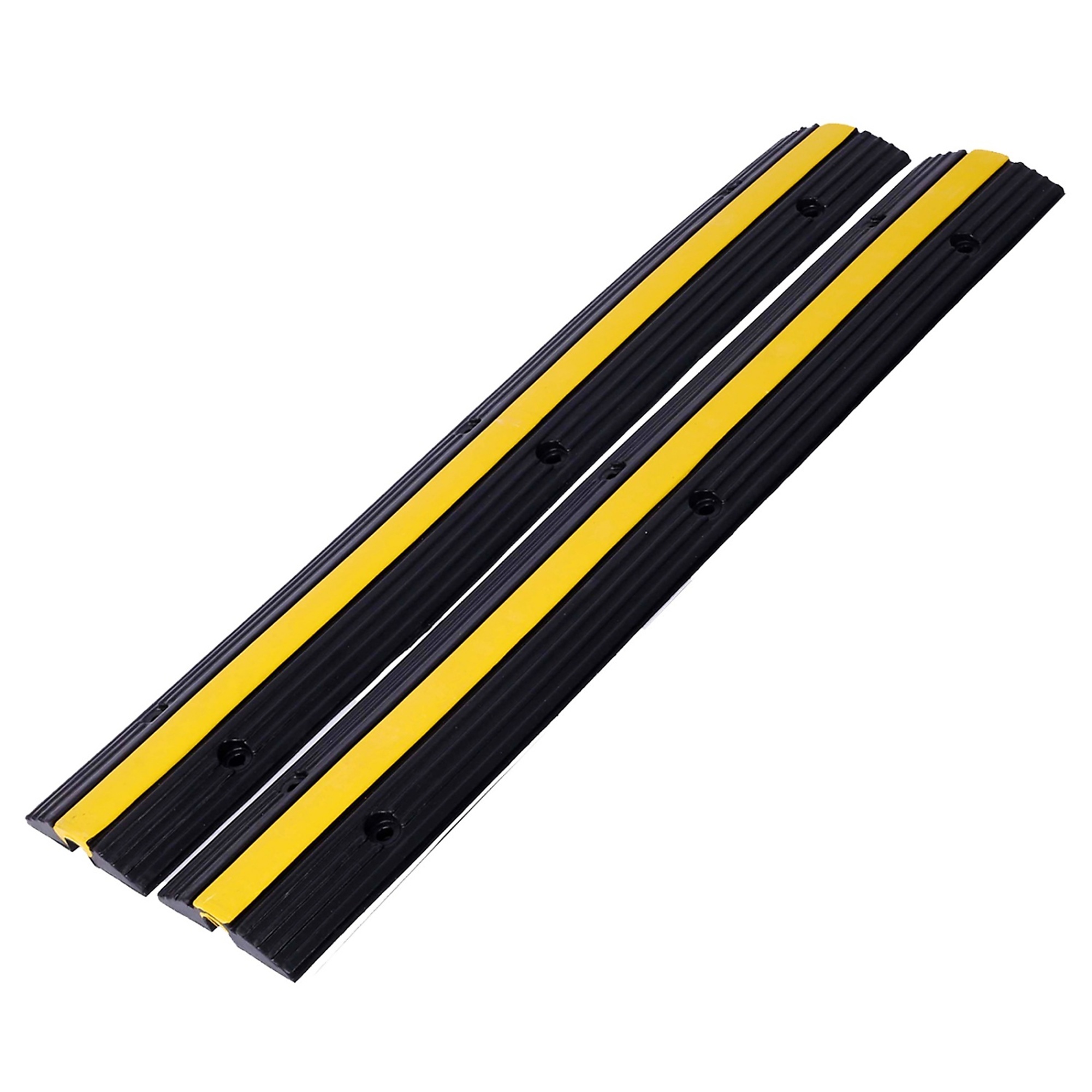 BlackTeck Heavy-Duty Rubber Speed Bumps — 39in. x 6in. x 1-1/8in., 6600 Lb. Load Capacity, 1 Channel, 2 Pcs, Model# N2-121325