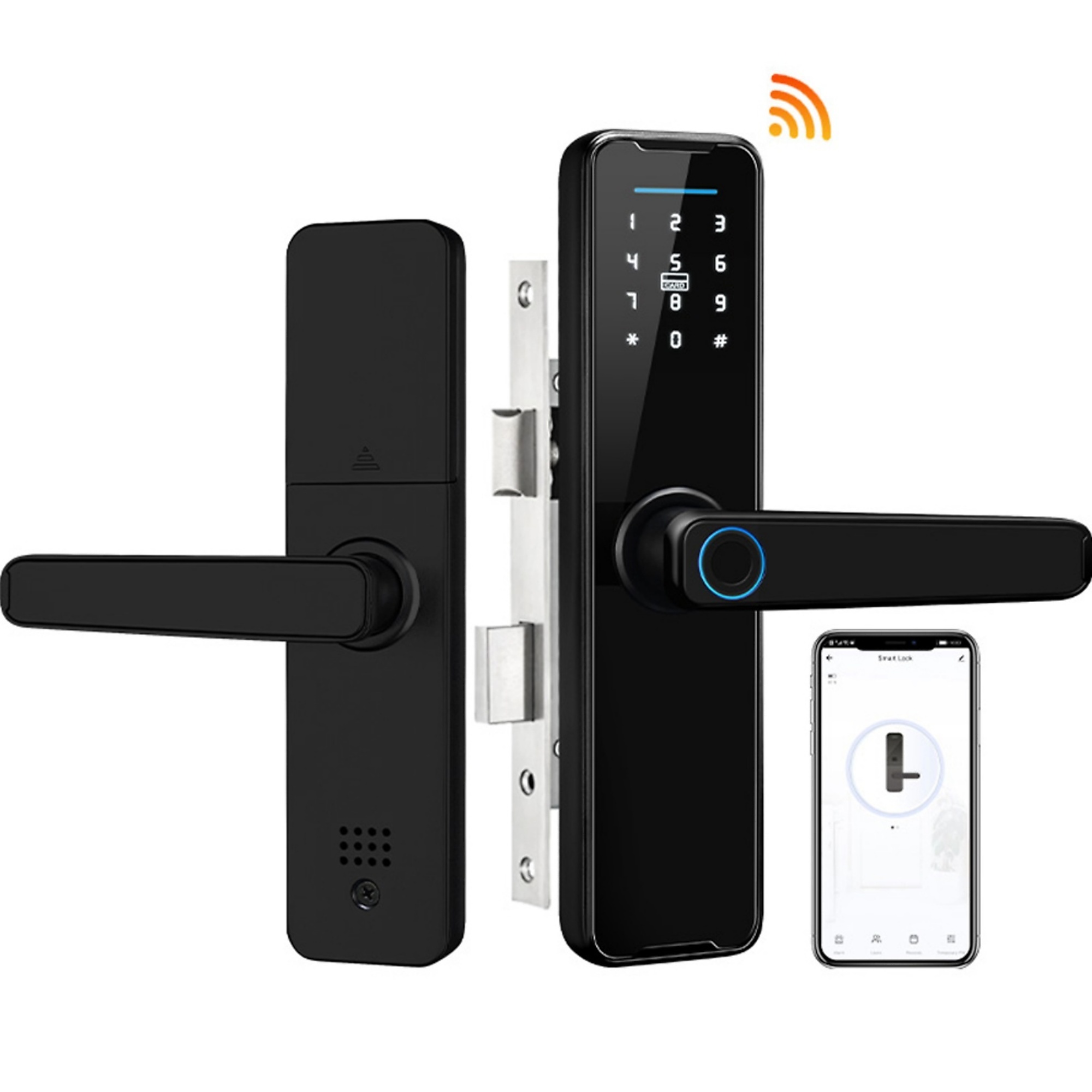 BlackTeck Tempered Glass Fingerprint Smart Door Lock — APP Control, 6 Ways to Unlock, Model# N2-YB180