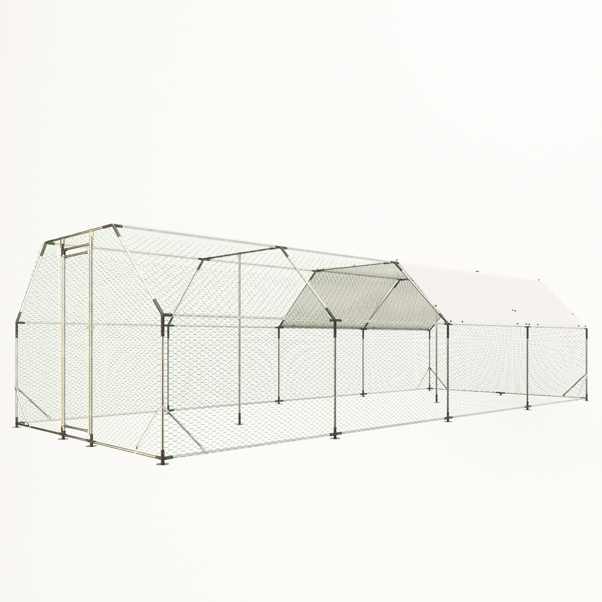 BlackTeck Large Metal Walk-In Chicken Coop — 9.94ft. x 25.68ft. x 6.36ft., Galvanized, Model# N2-00037