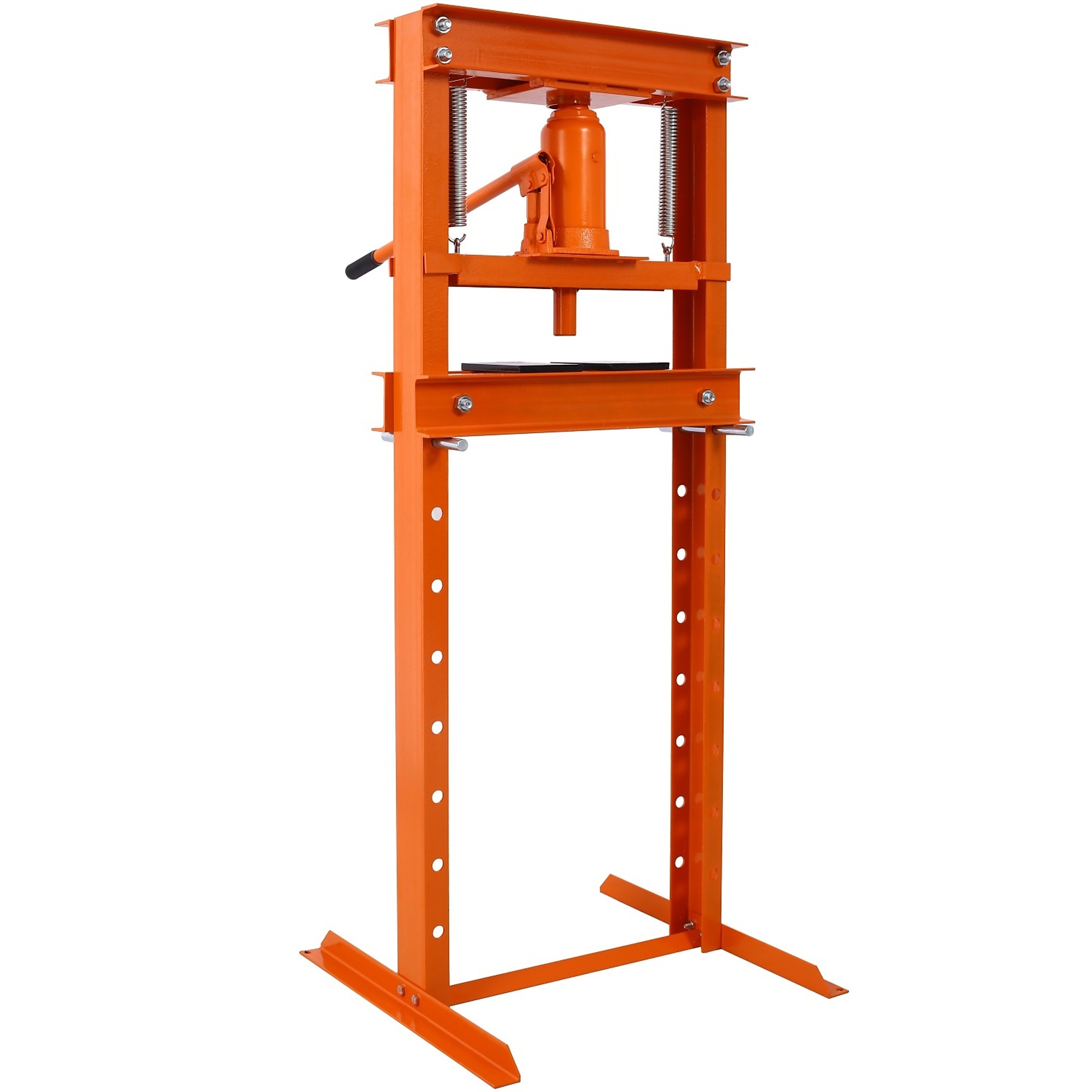 BlackTeck Adjustable Hydraulic Shop Press — 12-Ton Capacity, H-Frame, Press Plates, Orange, Model# N2-165674