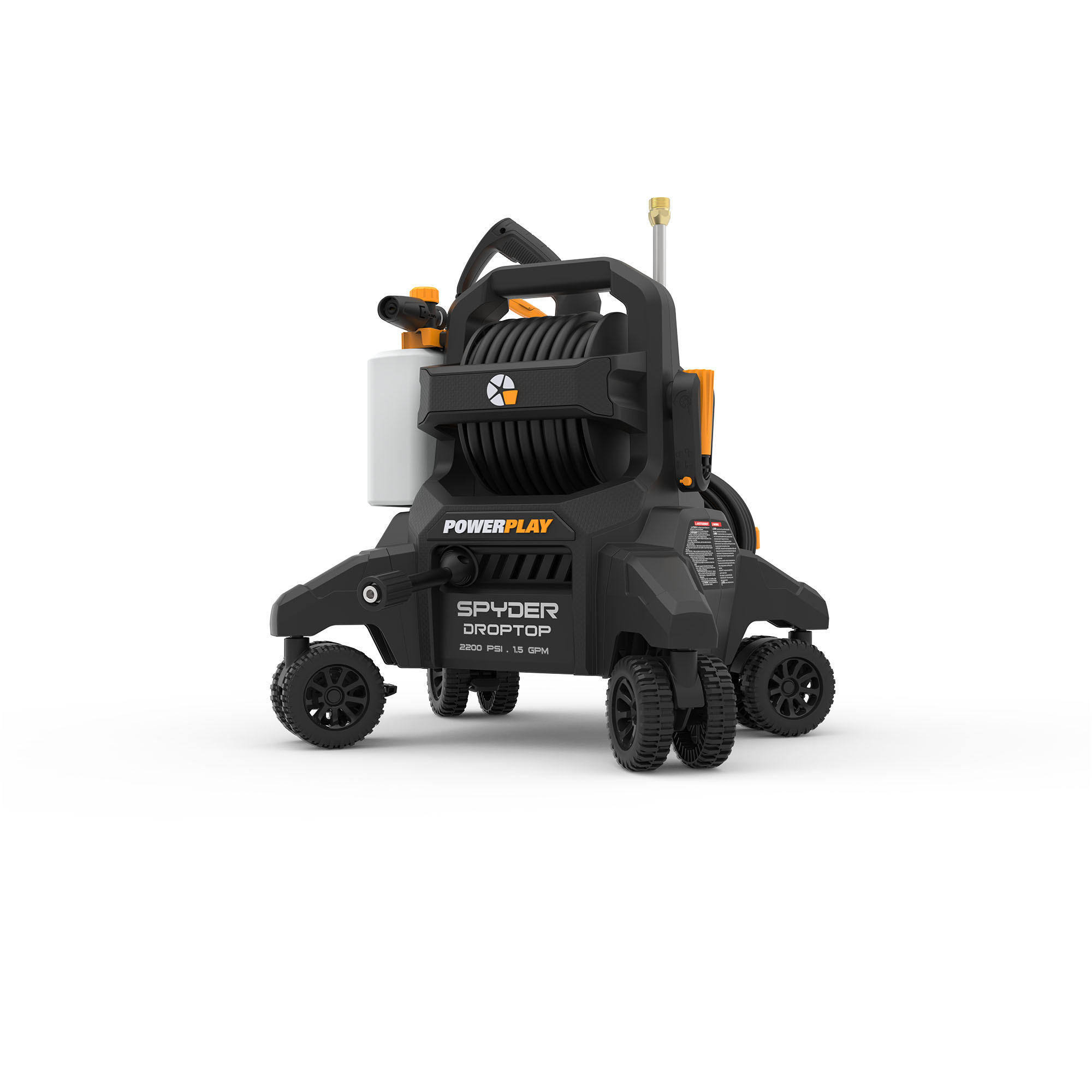Powerplay SPYDER Droptop Electric Pressure Washer — 2200 PSI, 4in. Wheels, 360 Degree Steering, Model# SPYD2200Y