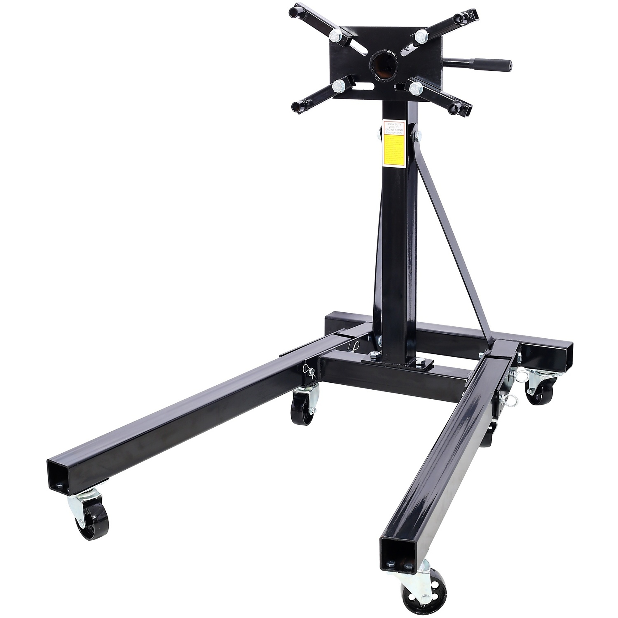 BlackTeck Folding Engine Stand — 2000-Lb. Capacity, 360° Adjustable, Heavy-Duty Steel, Black, Model# N2-00091