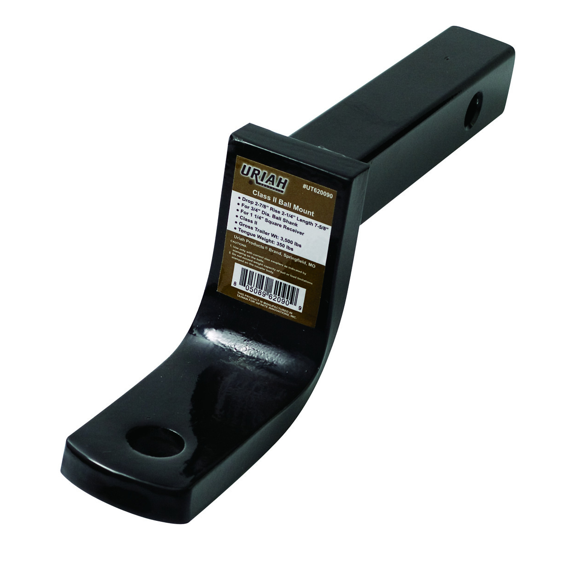 Uriah Products Ball Mount — 1-1/4in. Receiver, 2-7/8in. Drop, Model# UT620090