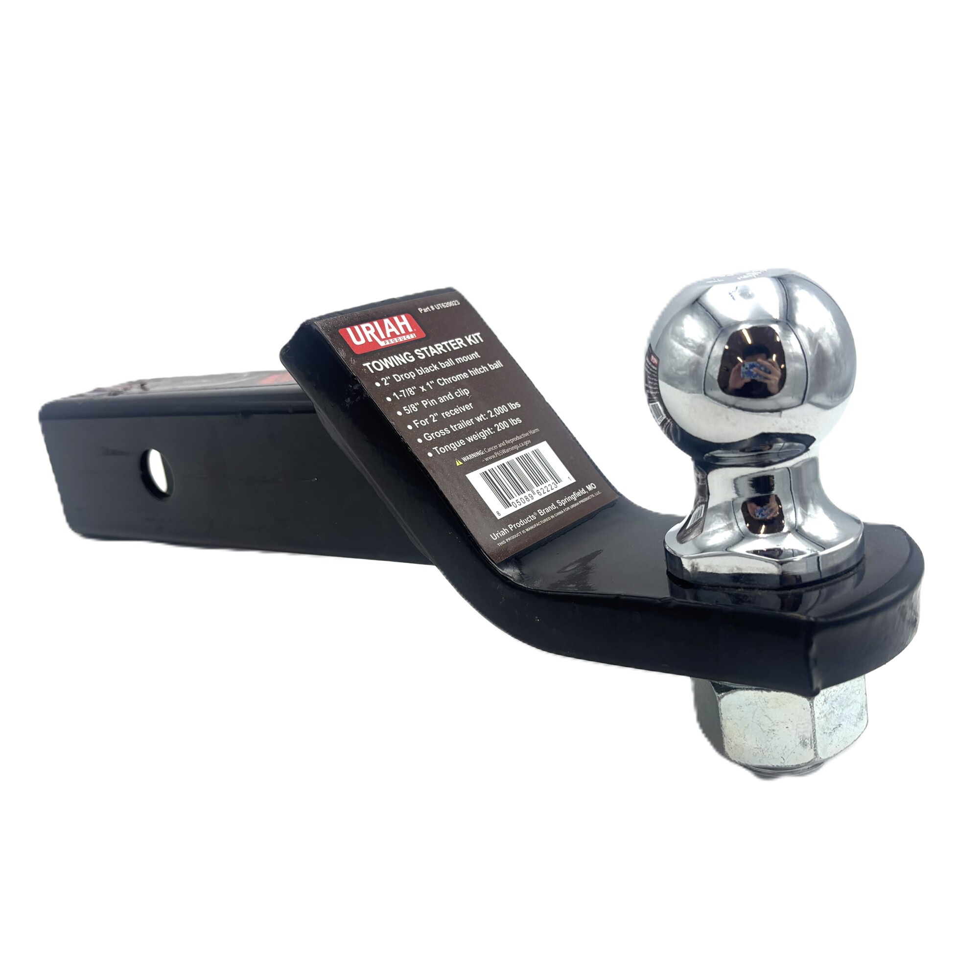 Uriah Products Ball Mount Kit — 2in. Drop, 1-7/8in. Ball, Pin & Clip, Model# UT620023