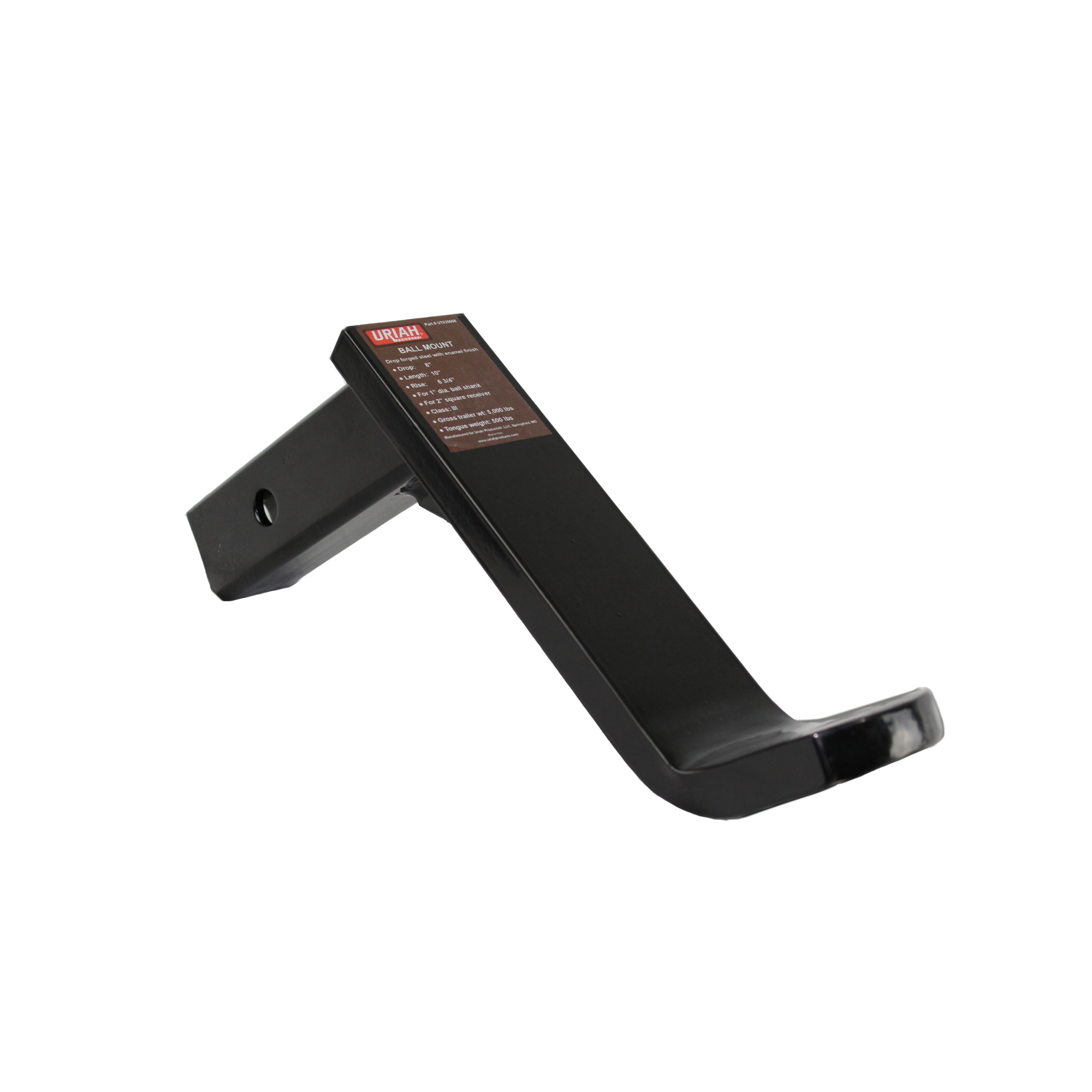 Uriah Products Standard Ball Mount — 8in. Drop, High-Strength Steel, Black Powder-Coated, Model# UT620008