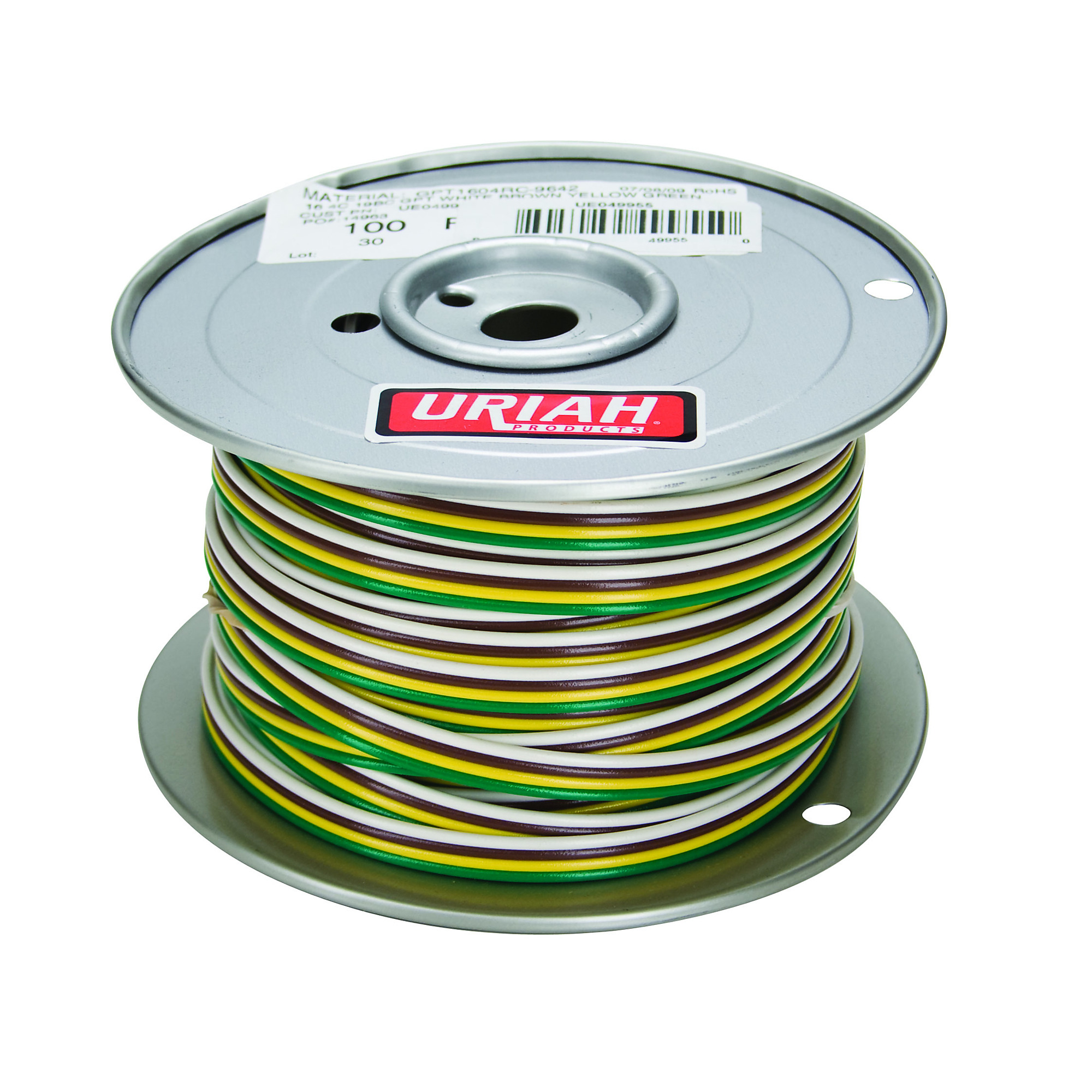 Uriah Products Bonded Trailer Wire — 100ft. Length, 4-Wire, 16 AWG, Color-Coded, Model# UE049955