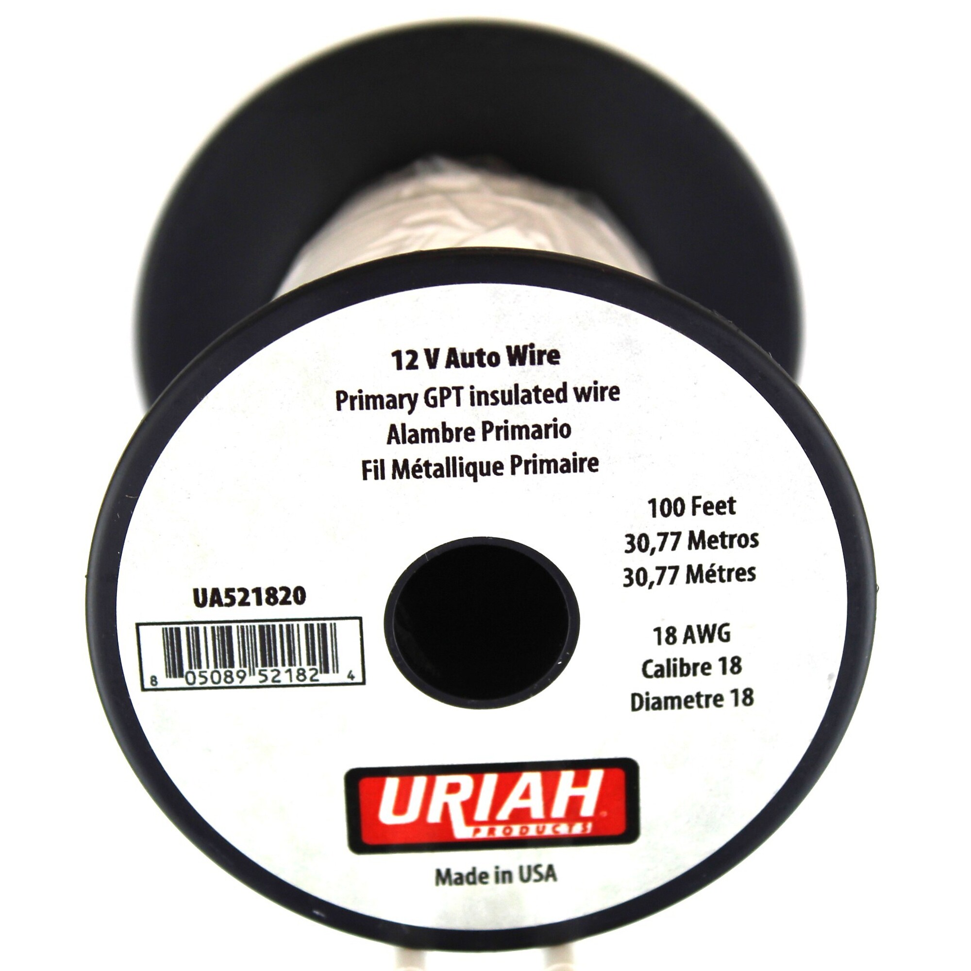 Uriah Products Primary Stranded Trailer Wire — 18 AWG, 100ft., White, Model# UA521820