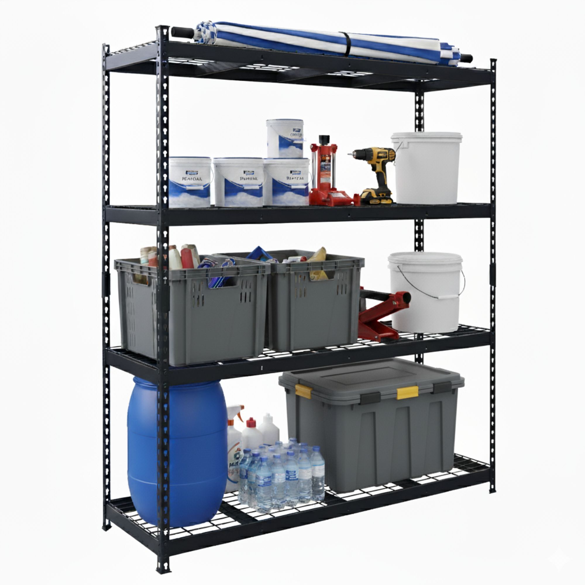 AR Shelving 4-Tier Garage Storage Shelving — 60in. W x 20in. H x 72in. D, Matte Black, Wire Mesh Racks, Model# TRCM18408KFUS0I