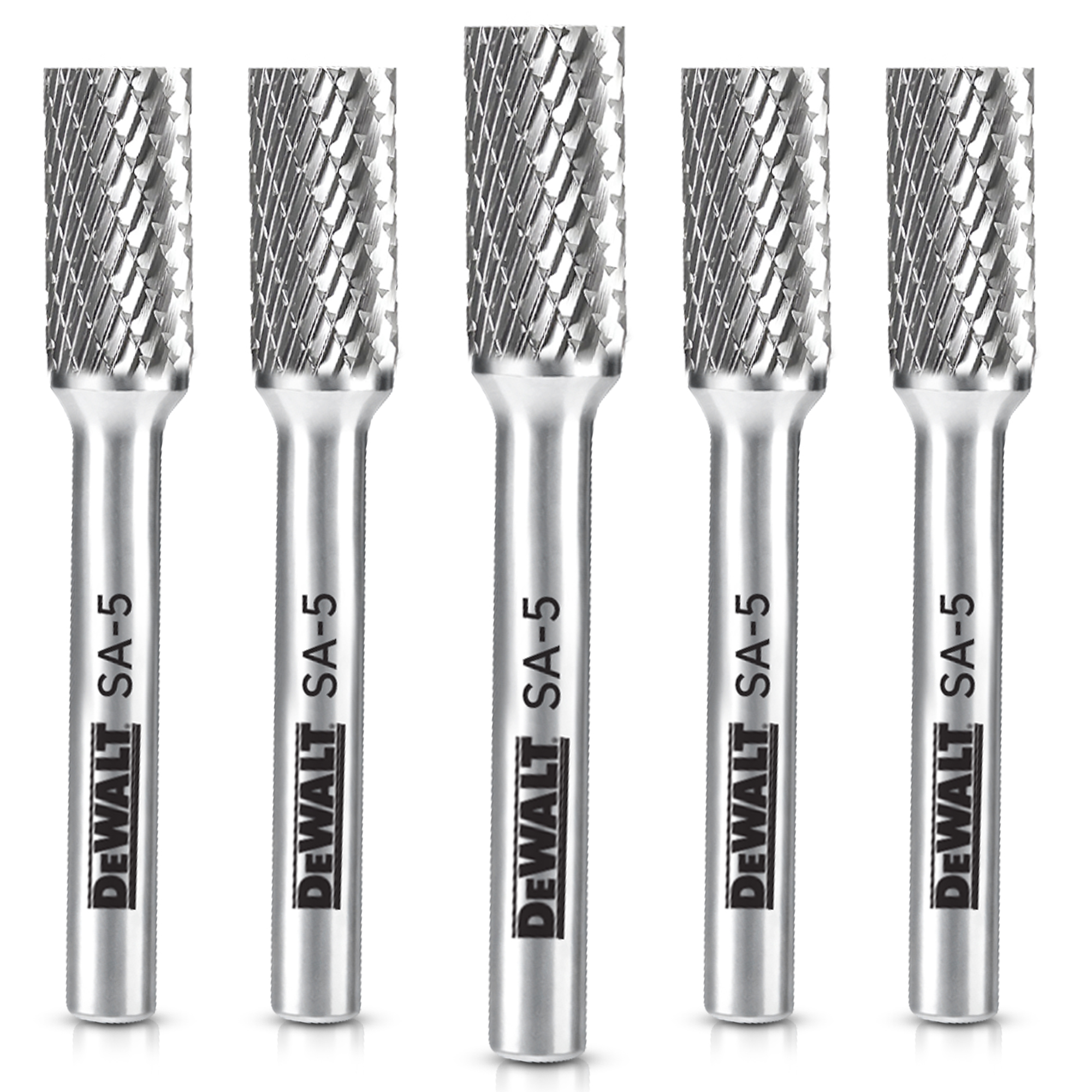 DeWalt Carbide Burr Set — 5-Pack, SA-5, Double-Cut Teeth, Tungsten Carbide Steel, Model# DXCBTJSA5-5