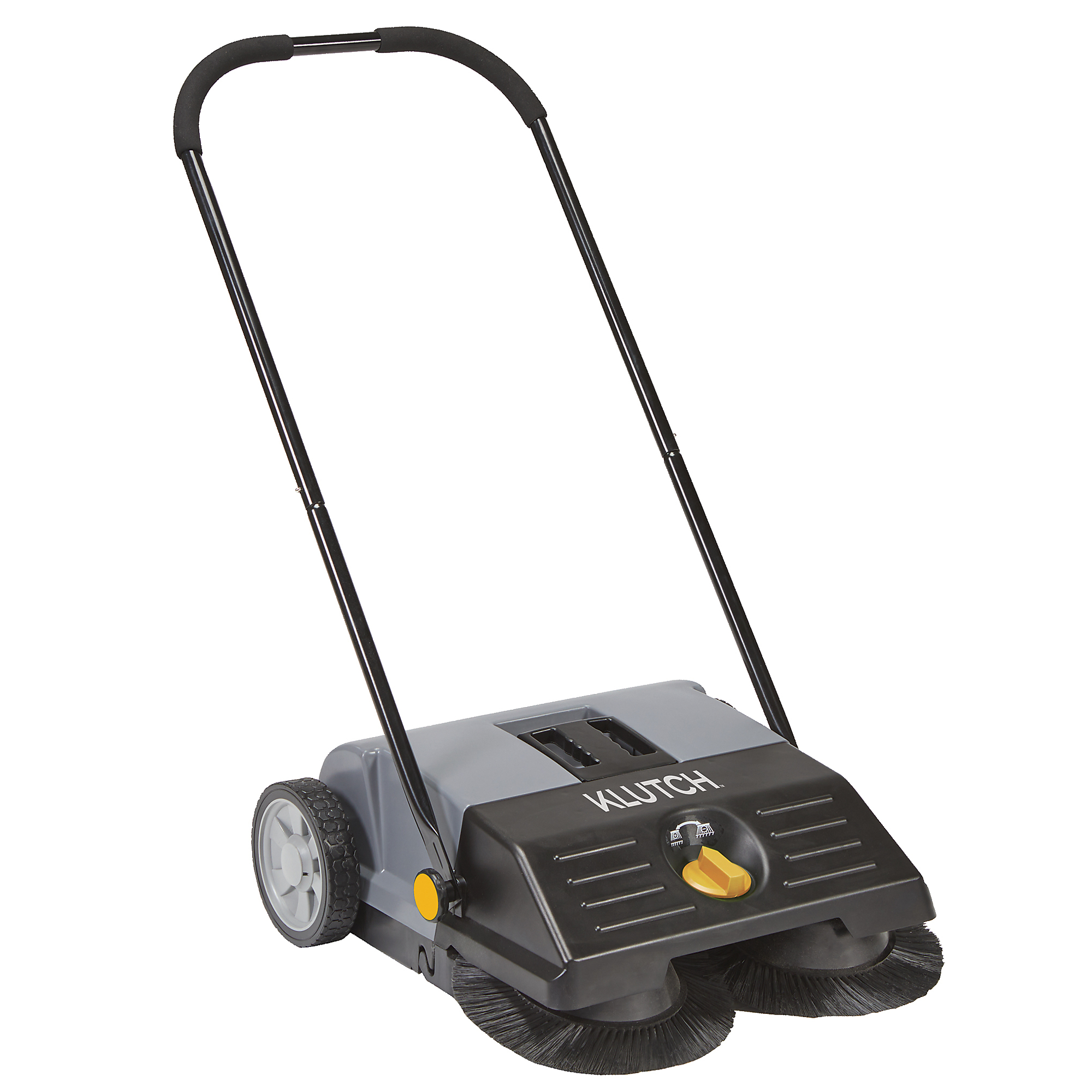 Klutch 22in. Walk-Behind Push Sweeper, 6.6-Gal. Waste Bin, Height-Adjustable Bristles, Adjustable Handle