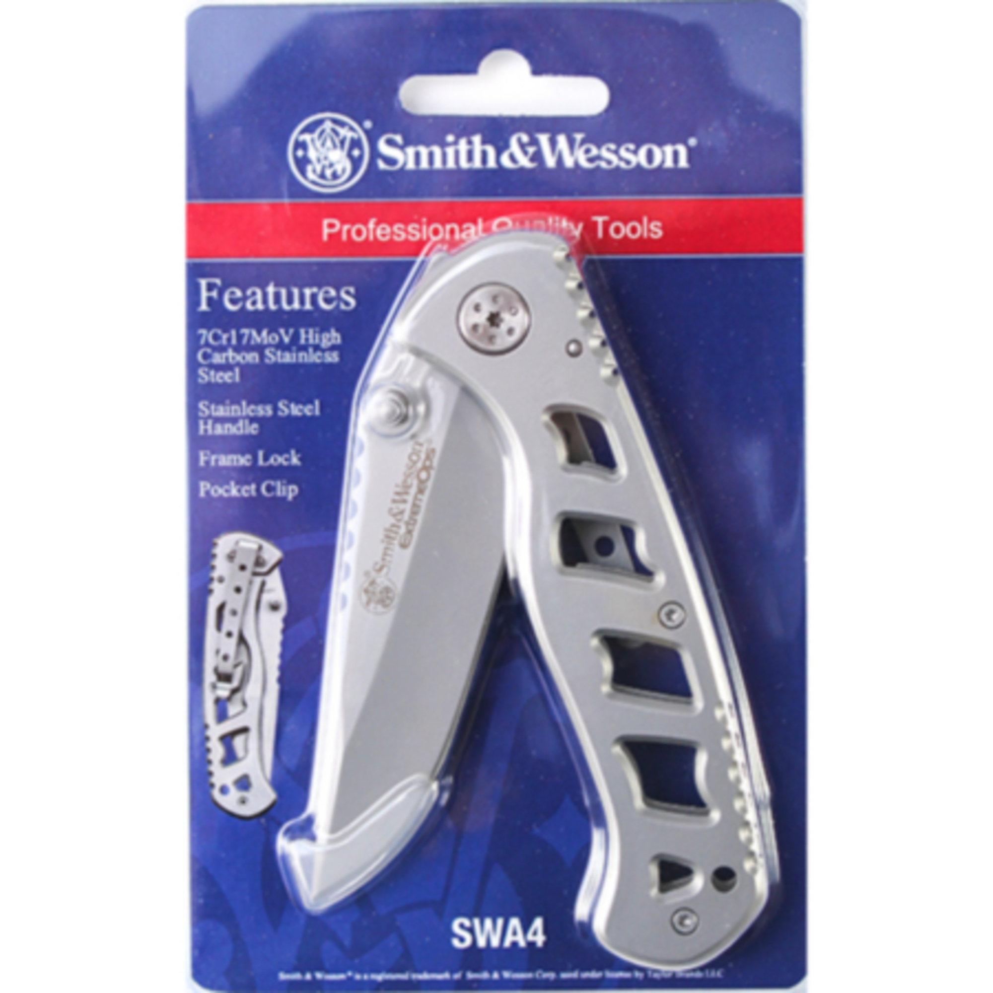 Smith & Wesson Extreme Ops 7-3/4in. Folding Pocket Knife, Stainless Steel, Model # SWA4CP-A