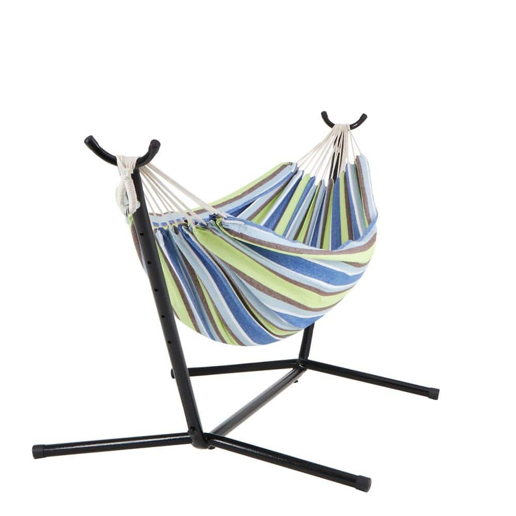 Bliss Hammocks Double Hammock with Built-In Stand, 400-Lb. Capacity, Garden Stripe, Model# BHST401-GS