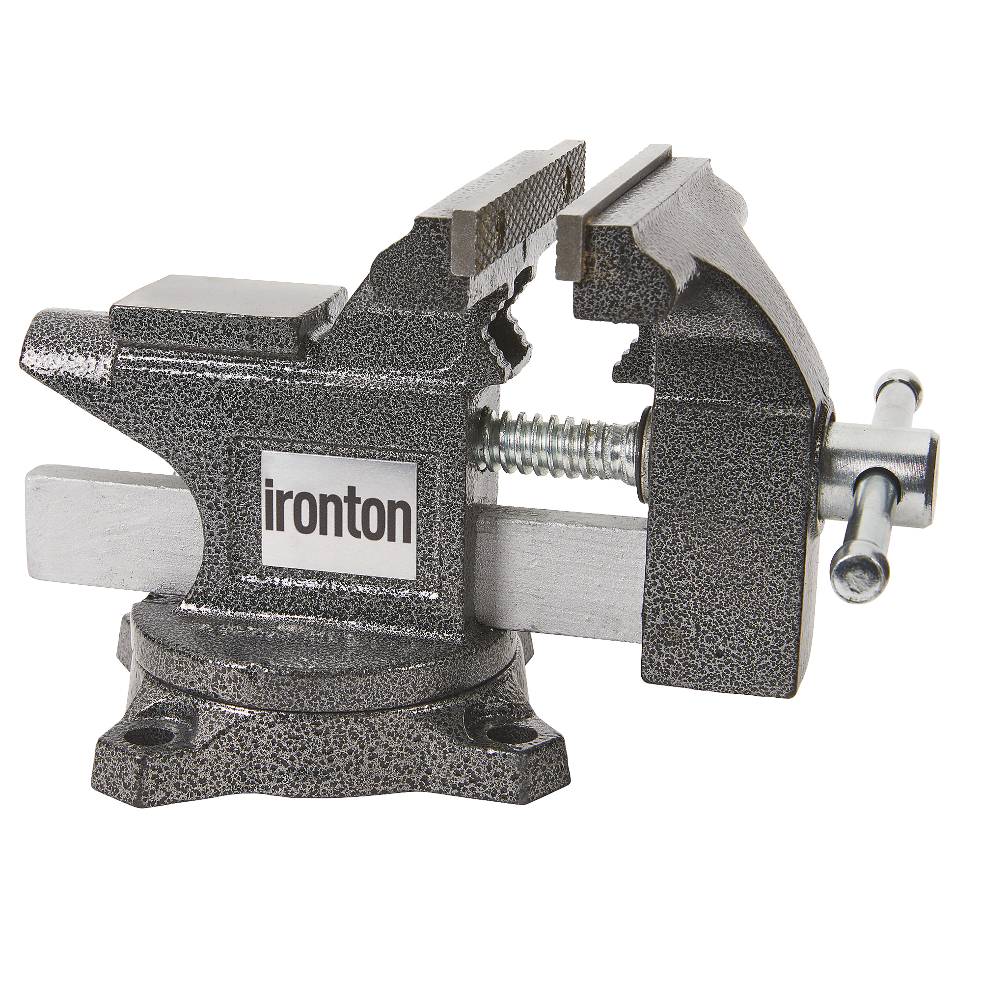 Ironton 4-1/2in. Bench Vise, 240° Swivel Base, Built-In Anvil, Cast Iron