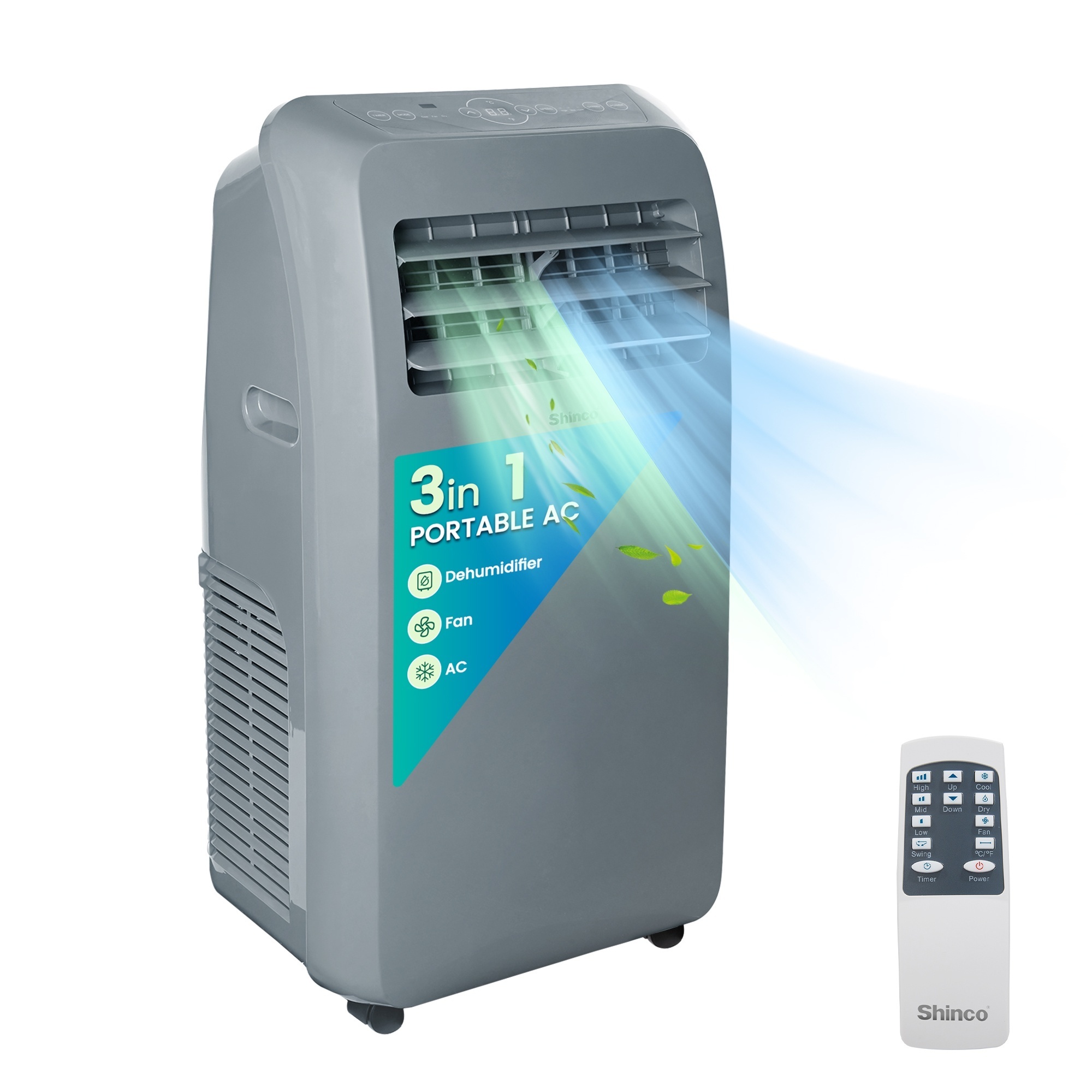EdenDirect 12,000 BTU Portable Air Conditioner Cools 450 sq. ft. with Dehum & Remote, Swing, 3-Speed Fan