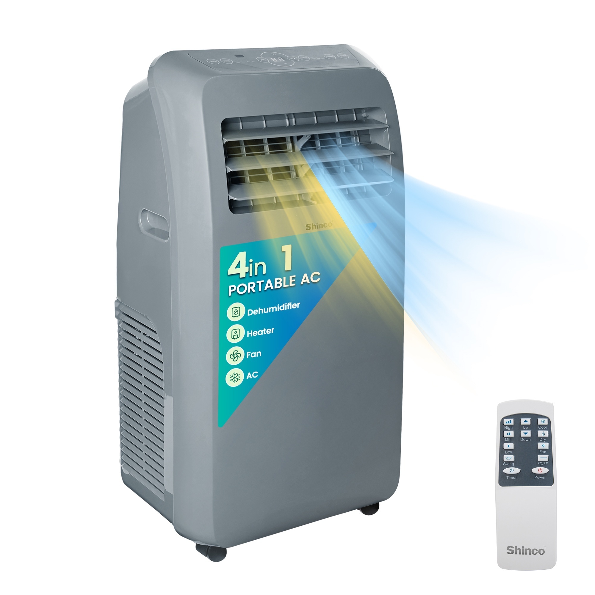 EdenDirect 12,000 BTU Portable Air Conditioner Cools 450 sq. ft. with Heater, Dehum & Remote, 3-Speed Fan