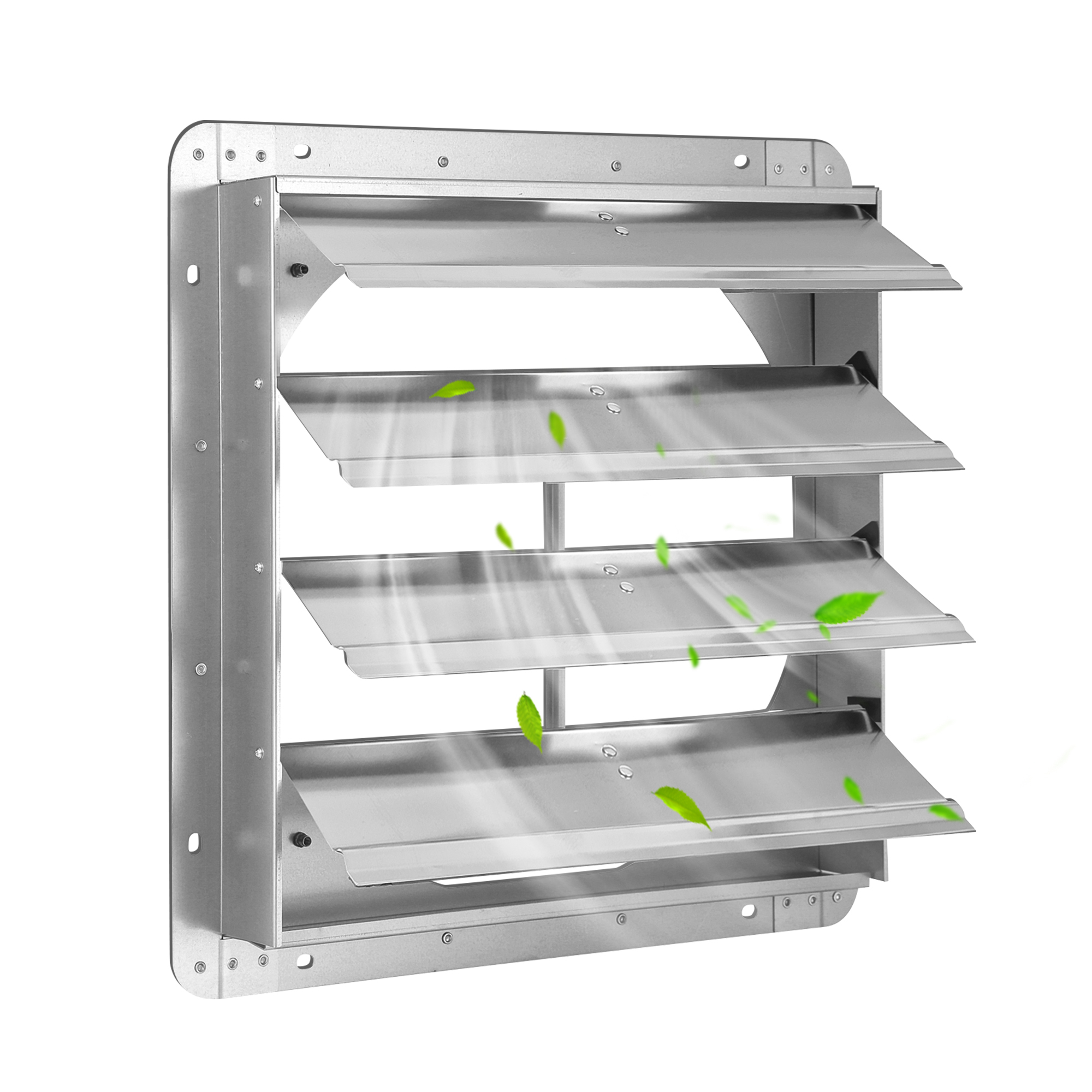 EdenDirect 21.26 in. Silver Square Aluminum Automatic Gravity Shutter Louver Gable Vent for Walls and Crawlspace