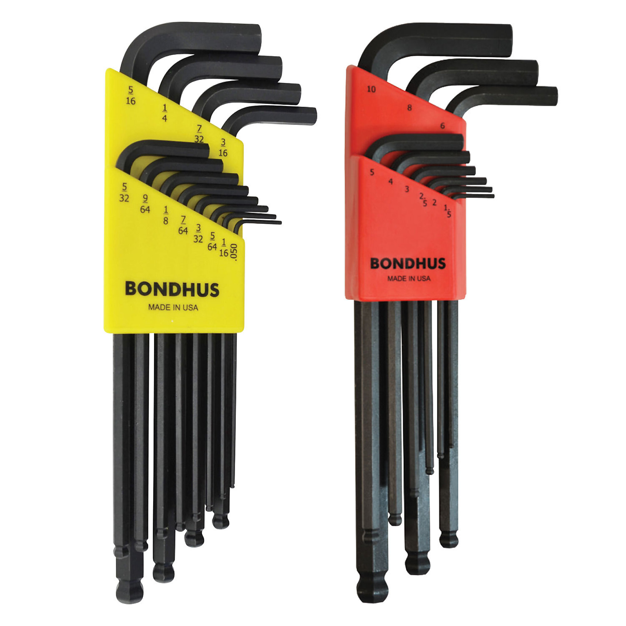 Bondhus Ball End Inch and Metric L-wrench Sets, .050-5/16" and 1.5-10mm, 2 pack, Model 20196