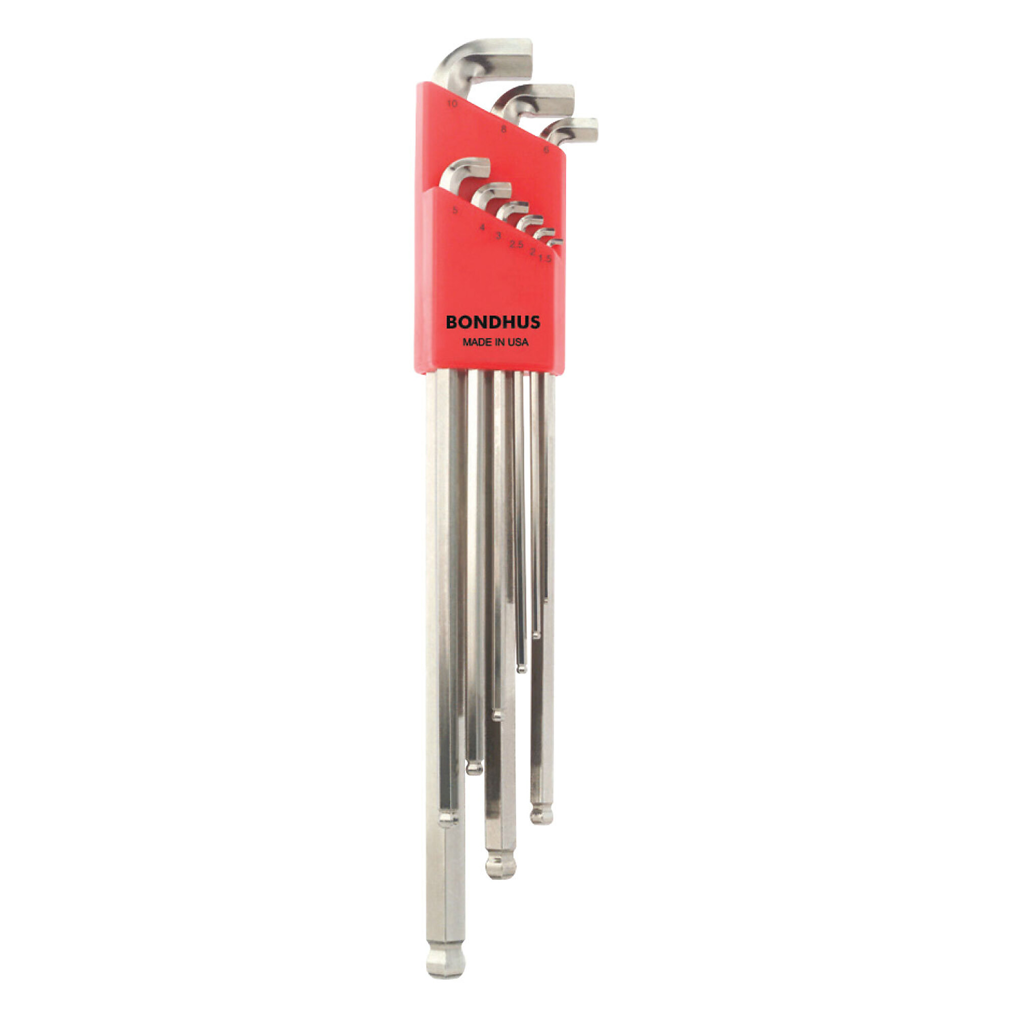Bondhus Stubby Double Ball End L-wrench Set of 9 Extra Long with BriteGuard Finish, 1.5-10mm, Model 16799