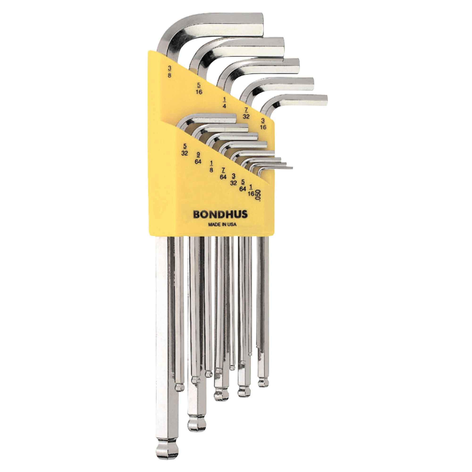 Bondhus Ball End L-wrench Set of 13 with BriteGuard Finish, .050-3/8", Model 16937