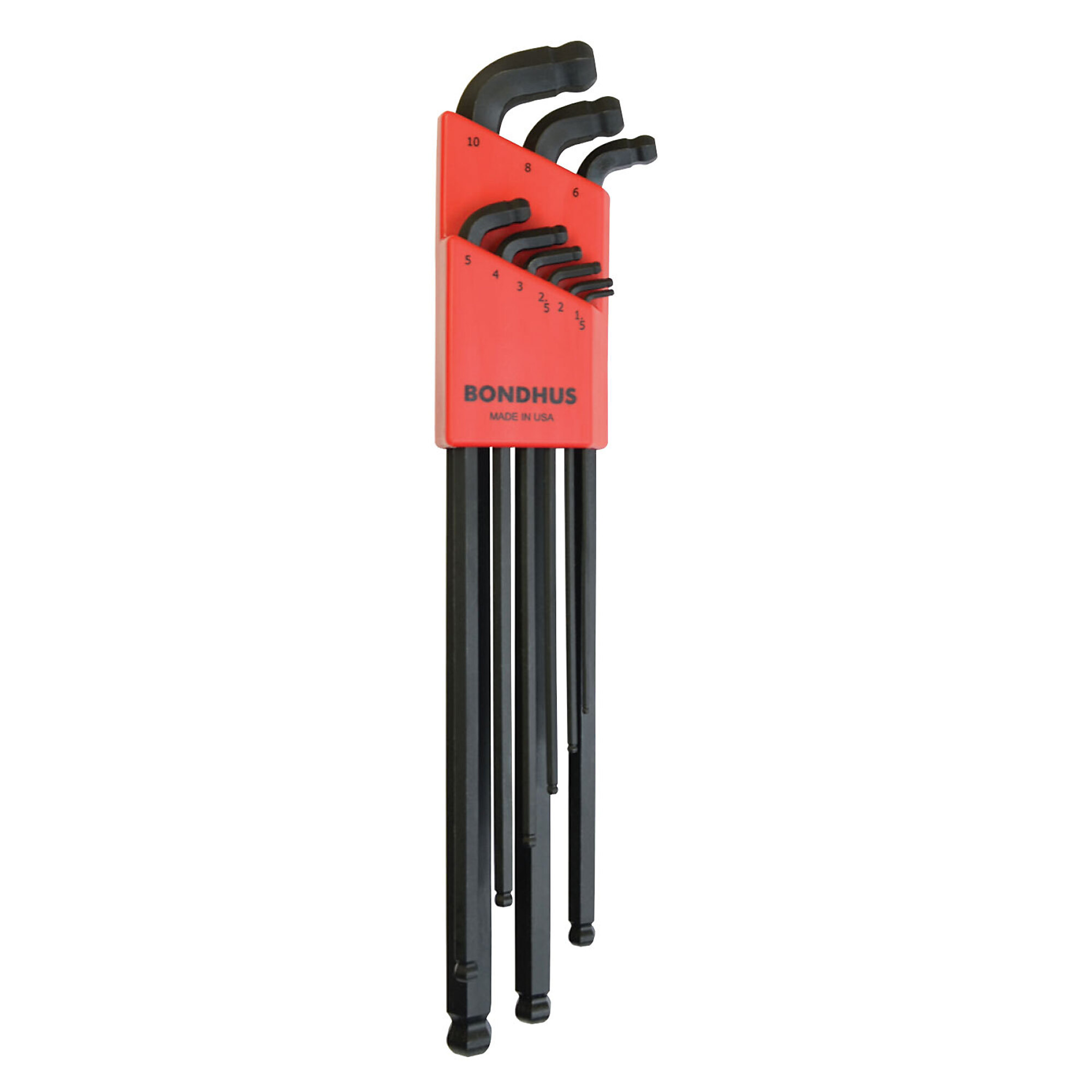 Bondhus Stubby Double Ball End Extra Long L-wrench Set of 9, 1.5-10mm, Model 67099