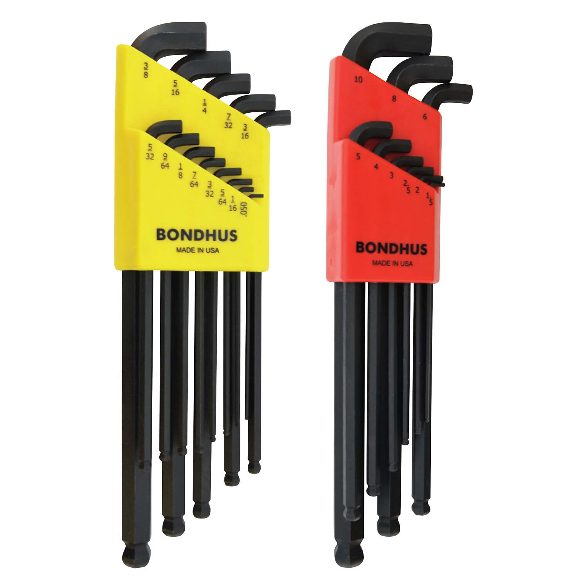 Bondhus Stubby Ball End Inch and Metric L-wrench Sets, .050-3/8" and 1.5-10mm, Model 20599