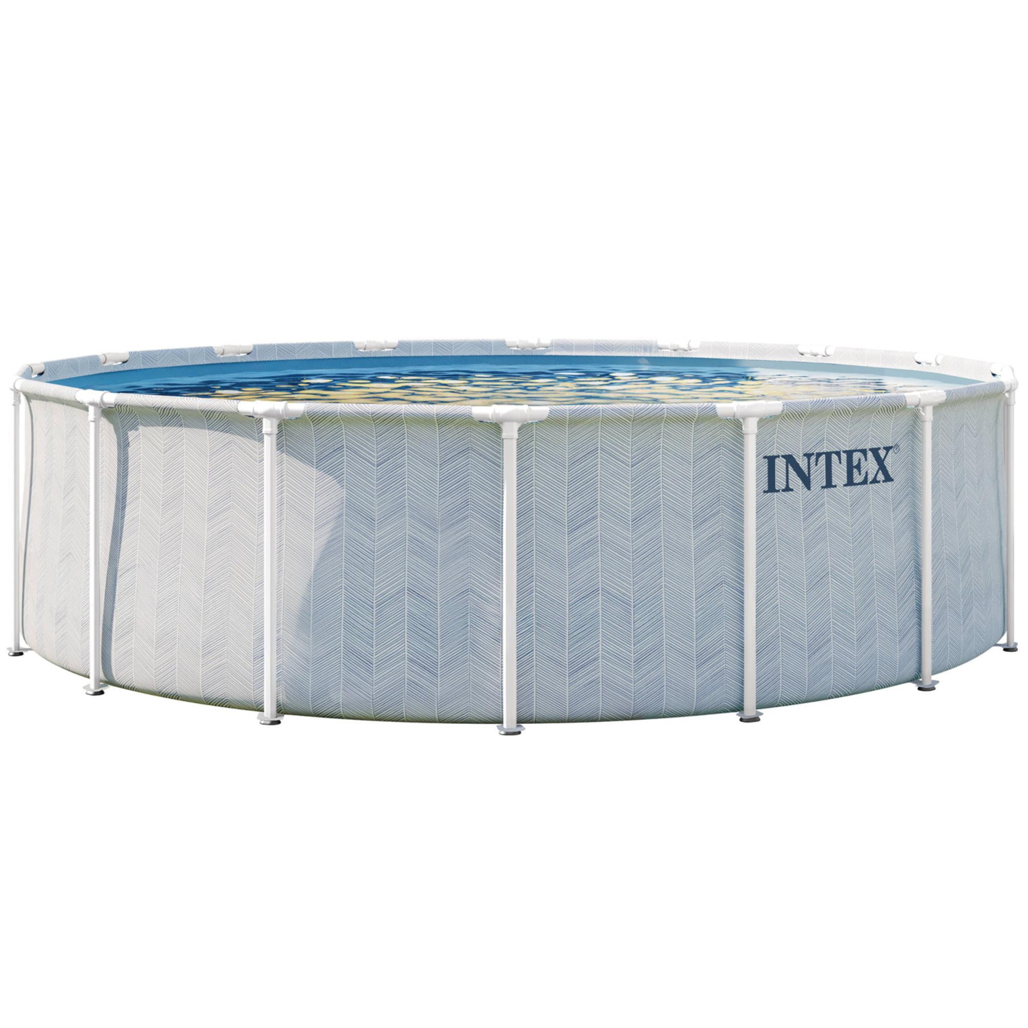 Intex Prism Frame Premium Pool Set Chevron, 16Feet x 48Inch Above Ground Swimming Pool