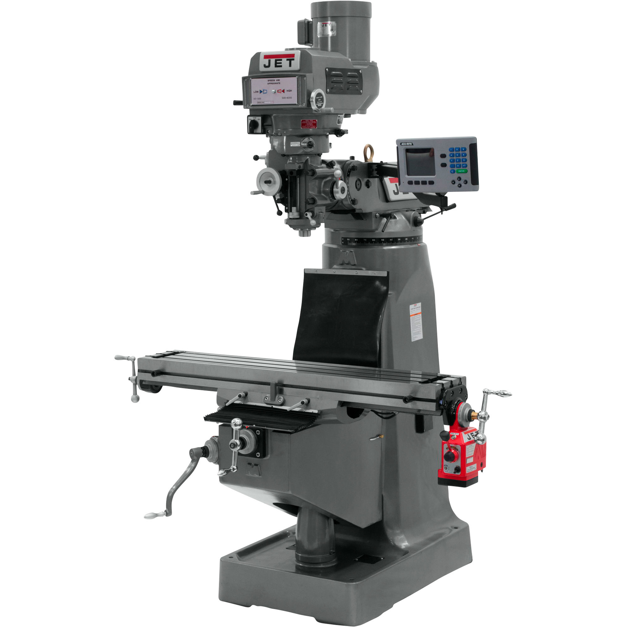 JET Mill With Acu-Rite 203 DRO and X-Axis Powerfeed, Variable Speed, 3 Phase, Model# JTM-4VS/690107