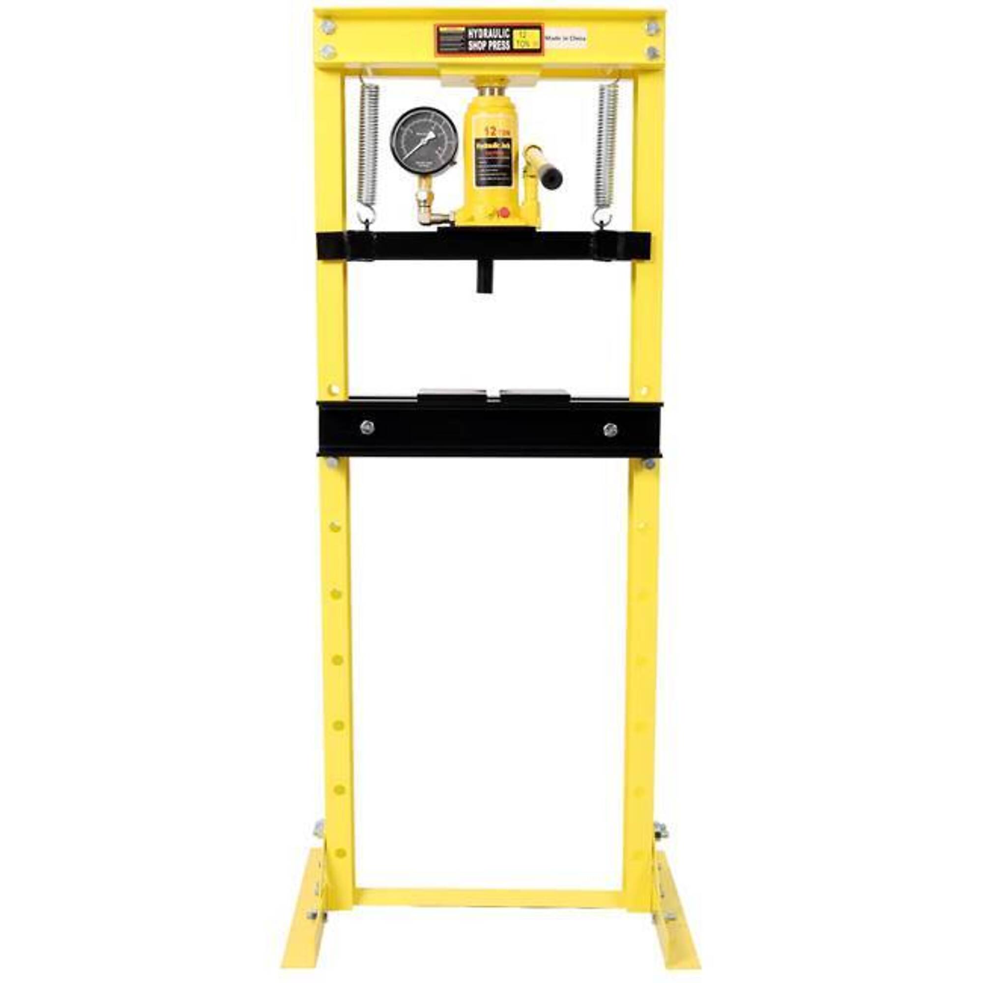 12 Ton Bottle Jack Shop Press with Gauge, Yellow, BAC-W465P358641
