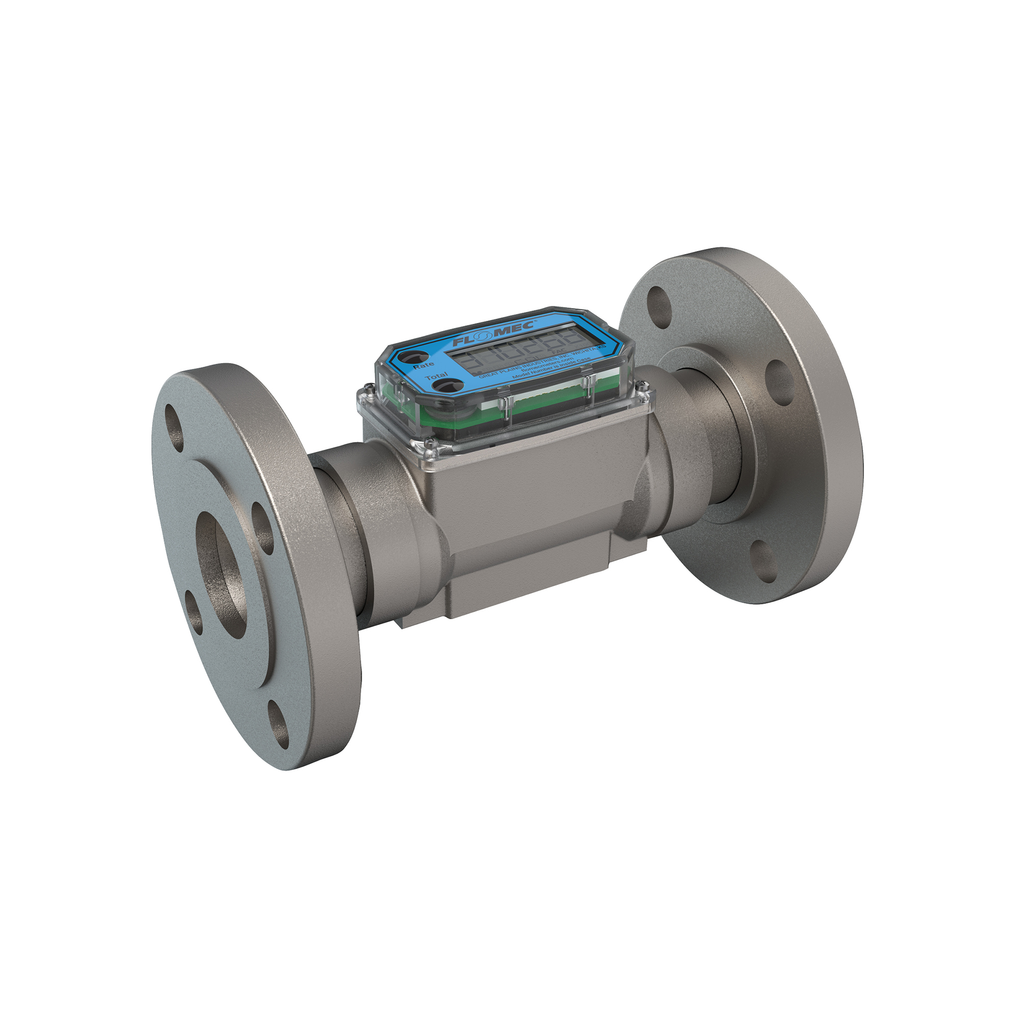 1-1/2" #150 ANSI Flange Turbine Flow Meter, Battery Powered Display, Stainless Steel Body for Petro Chem, Fuel, Water, and Solvents