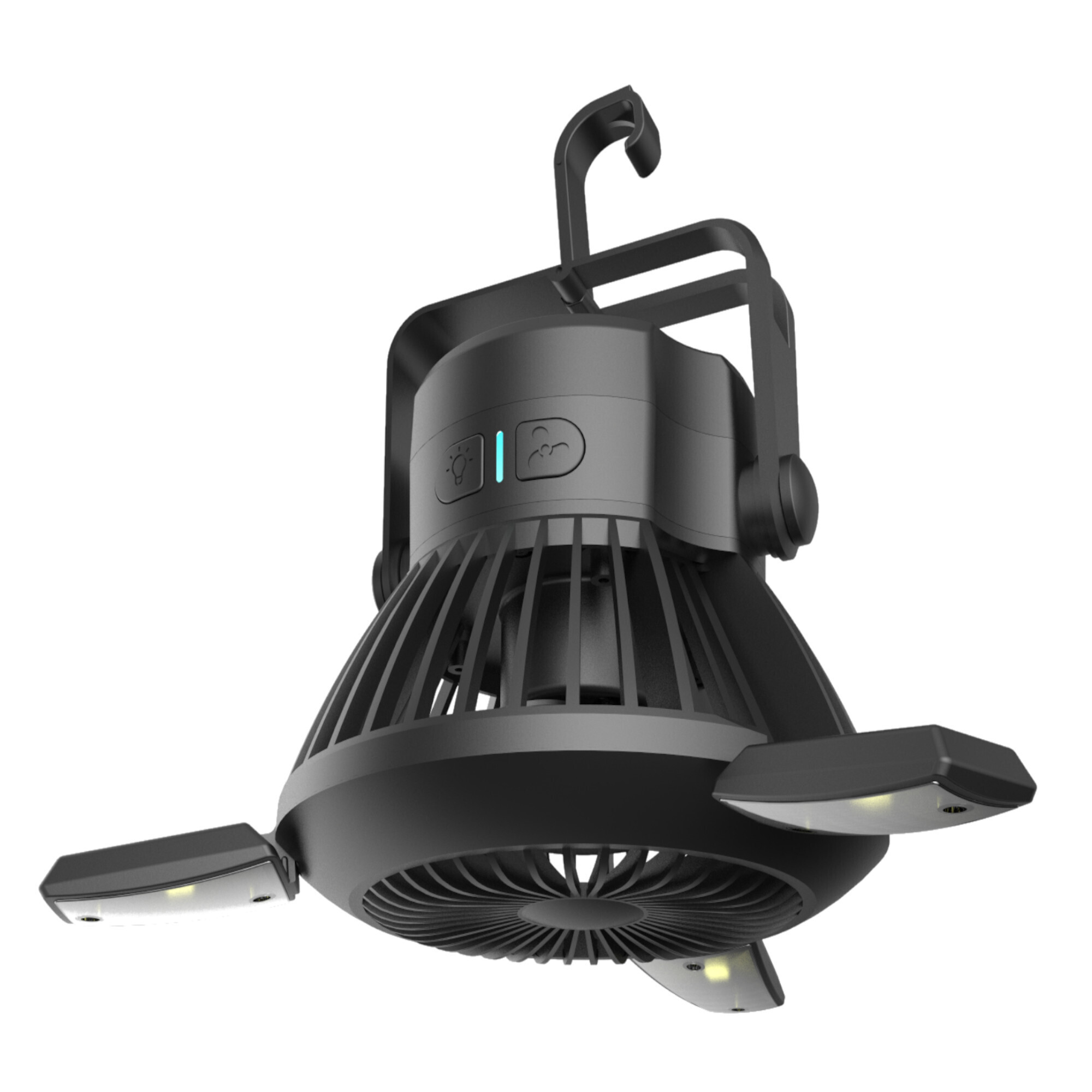 4 in 1 Camping Fan with LED Light, Solar or USB charging