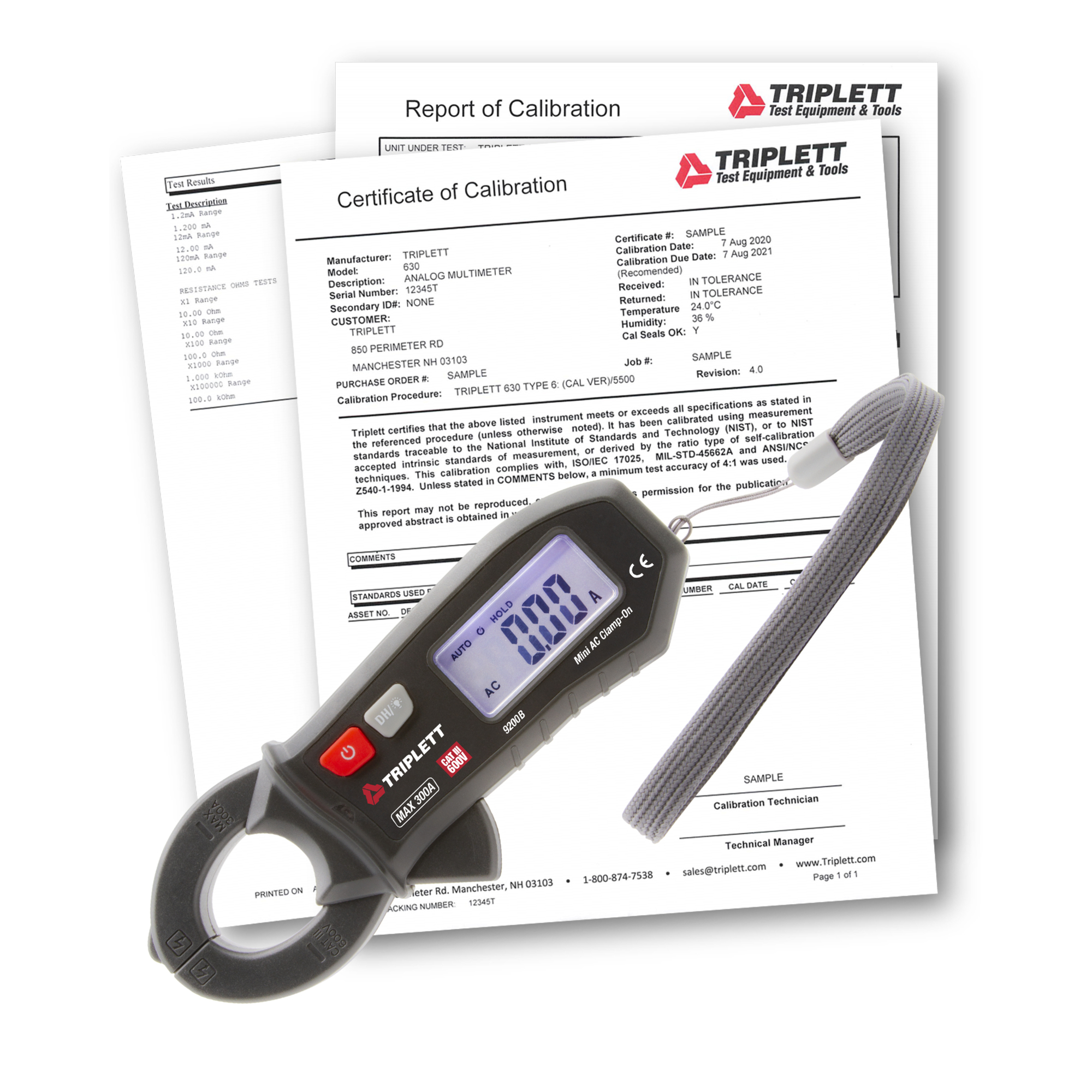 Triplett 9200B-NIST 9200b AC Clamp Meter with Certificate of Traceability to N.I.S.T.