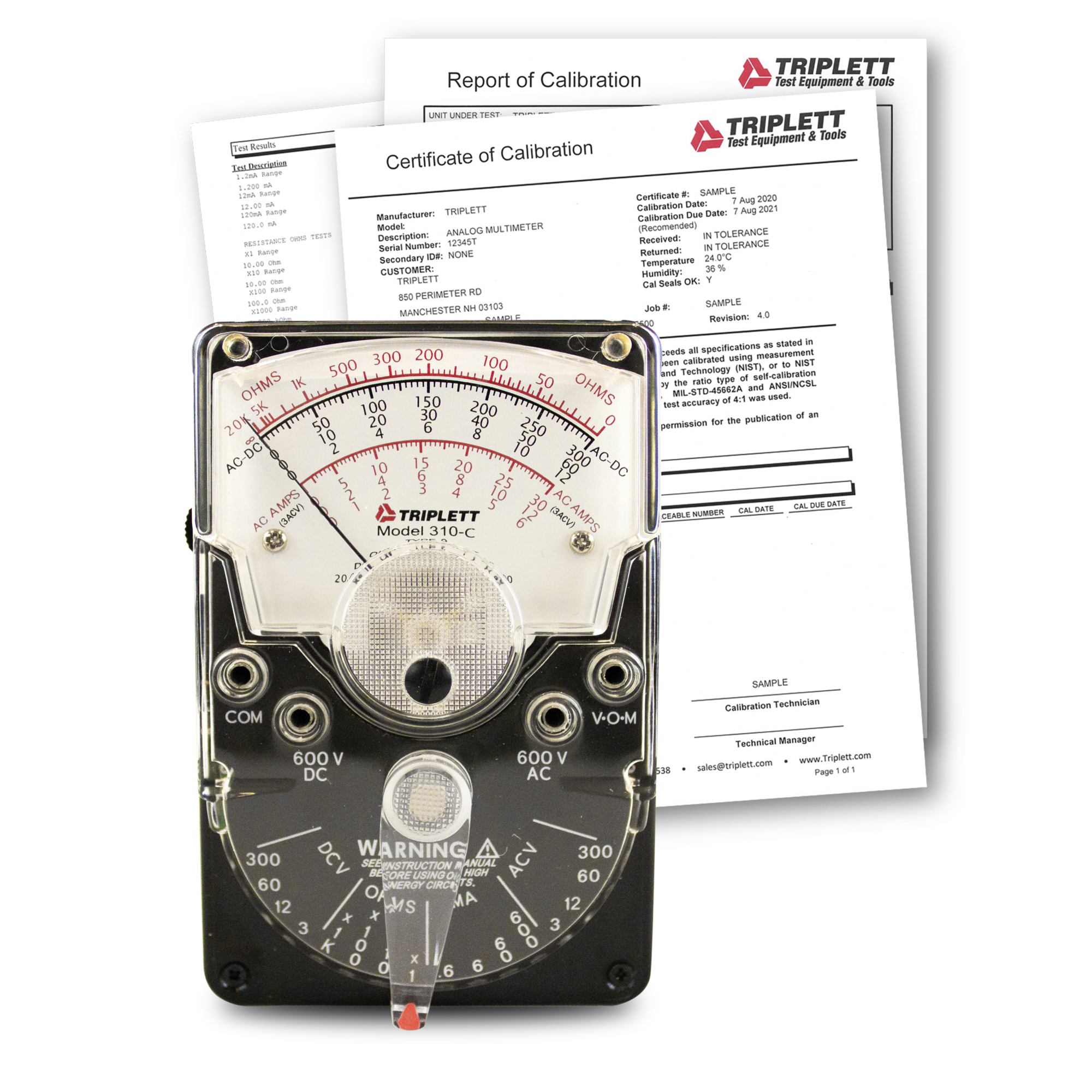 Triplett 3022-NIST 3022 Analog Multimeter with Certificate of Traceability to N.I.S.T.