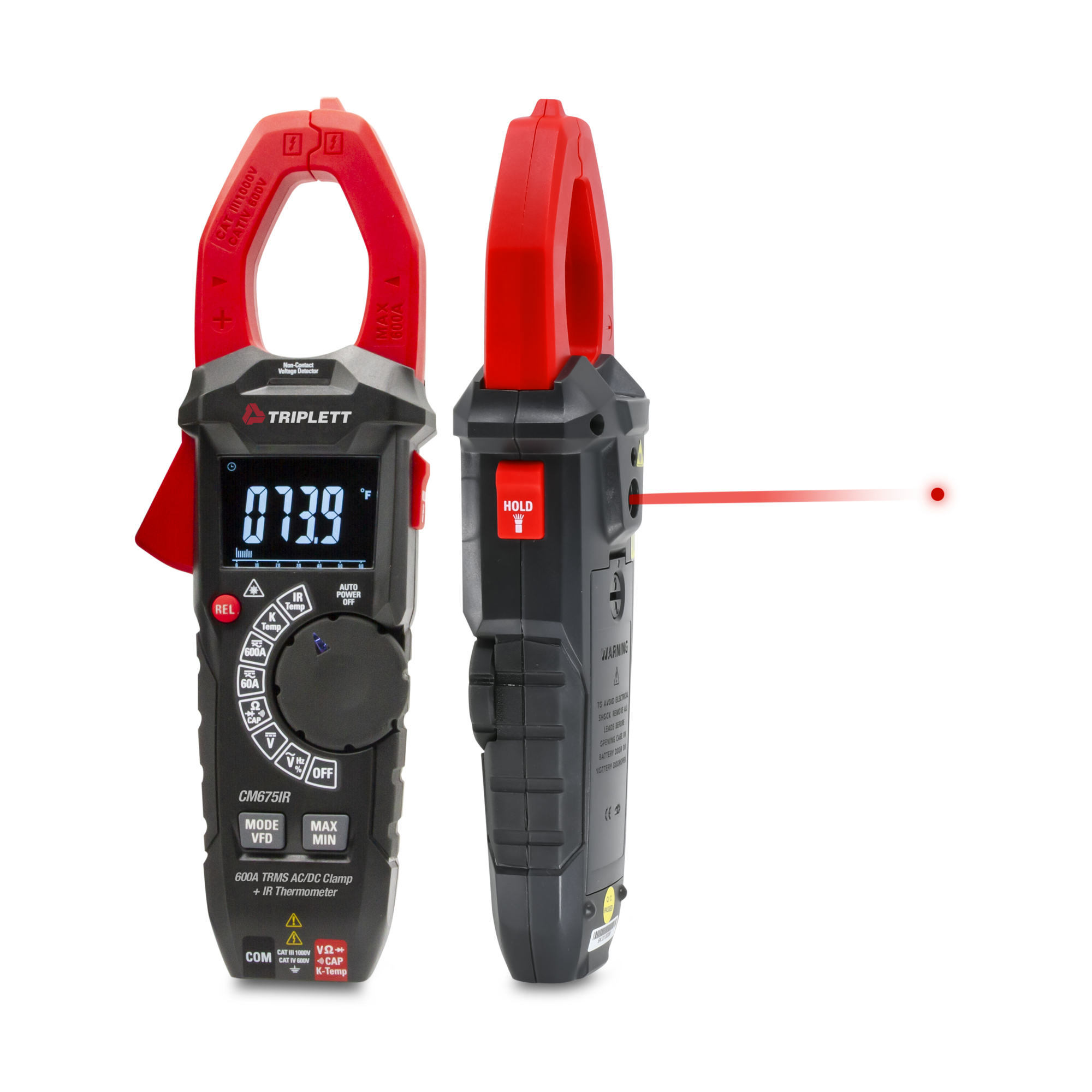 Triplett CM675IR 600A True RMS AC/DC Clamp Meter with 4:1 IR Thermometer