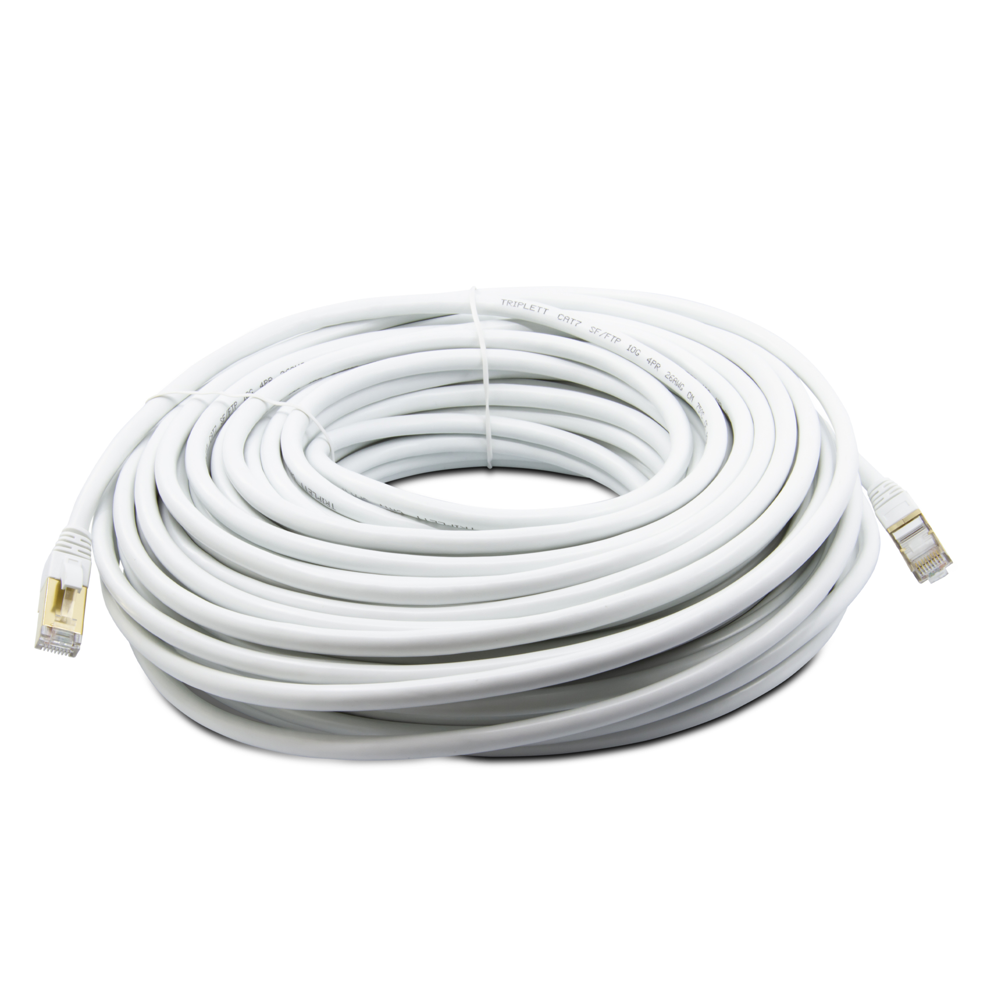 Triplett CAT7-100WH CAT 7 10GBPS Professional Grade, SF/FTP 26AWG, Stranded Patch Cable 100' White