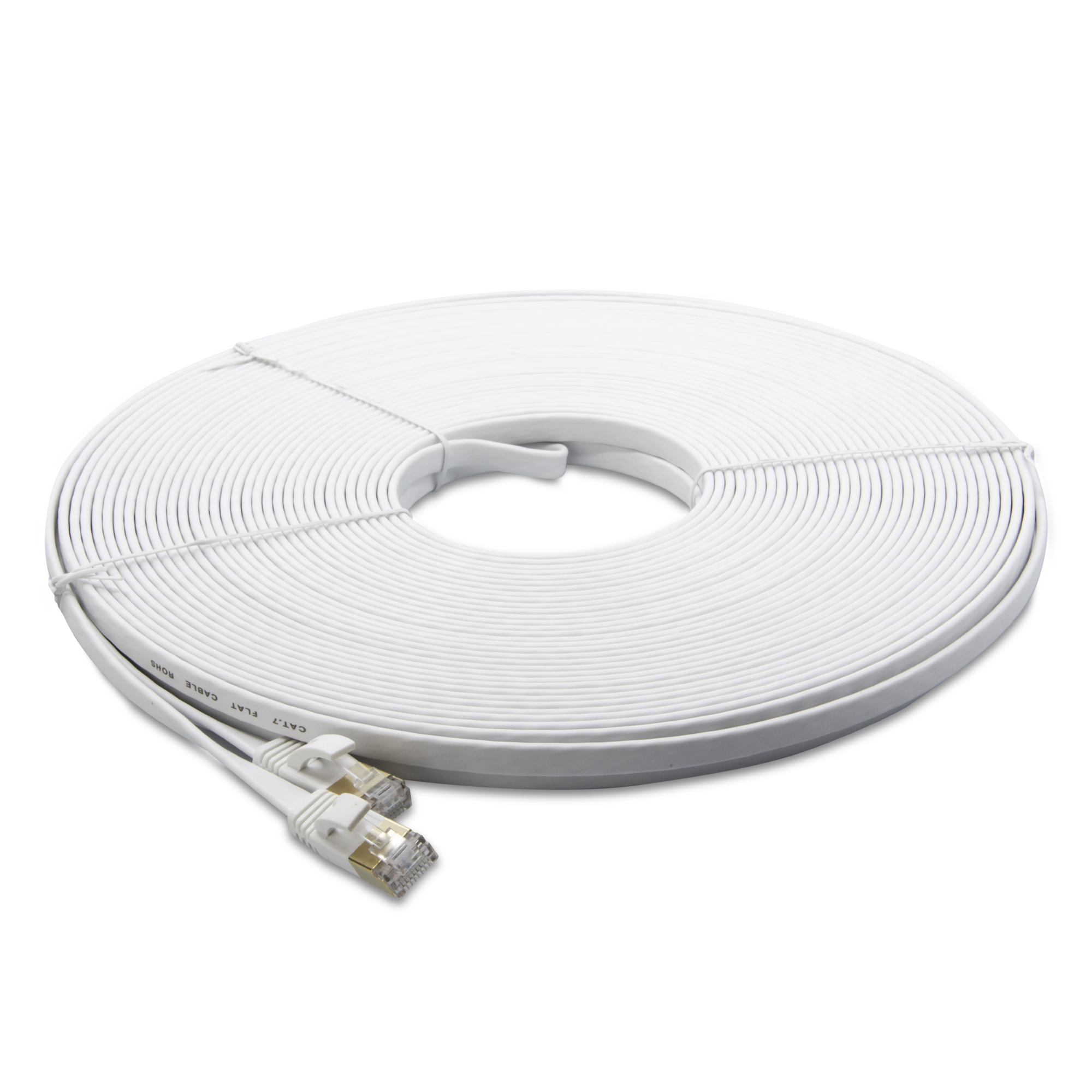 Triplett CAT7FL-100WH FLAT CAT7 10GBPS Professional Grade, SSTP 28AWG, Stranded Patch Cable 100' White